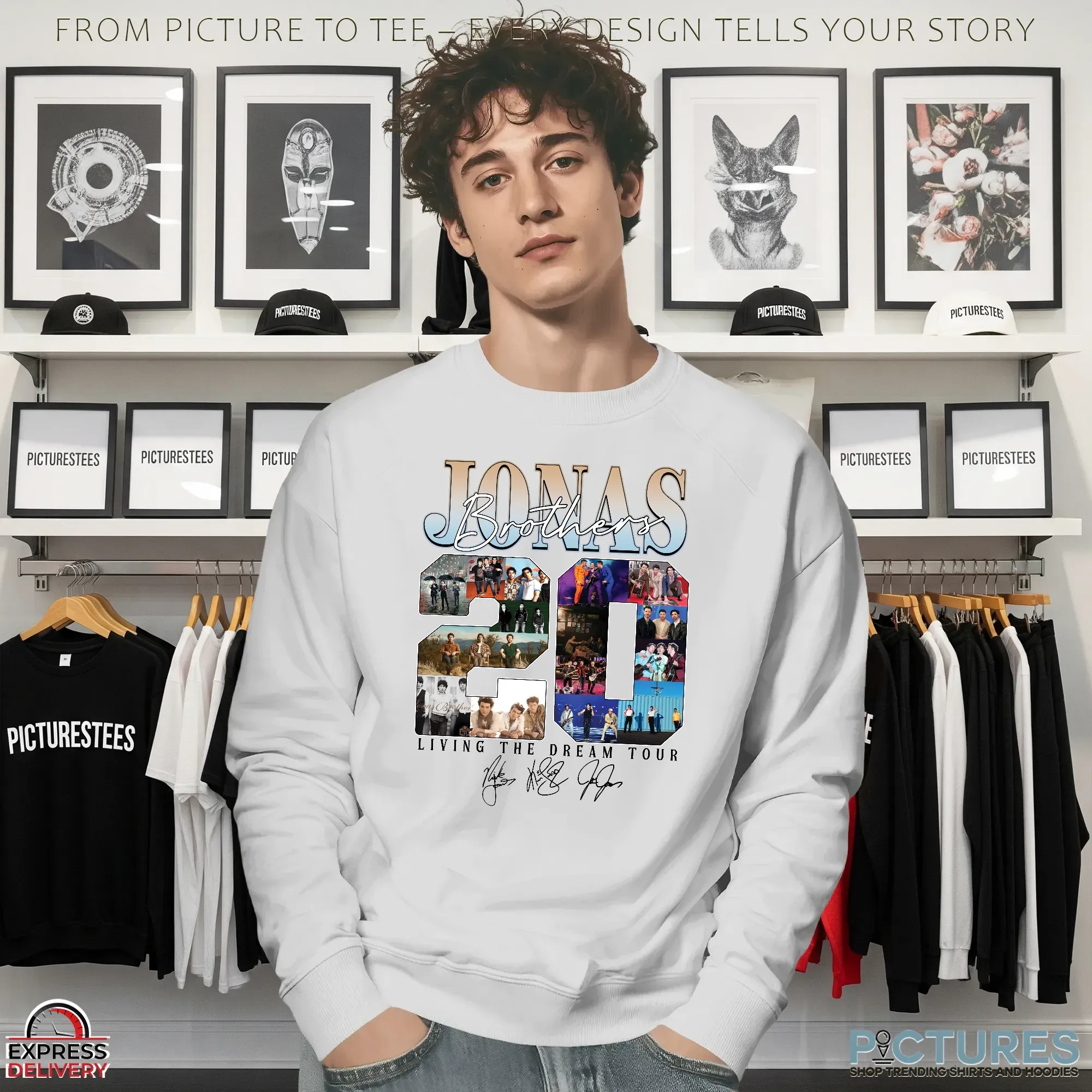 Jonas Brothers 20th Living The Dream Tour Signature Collage T Shirt