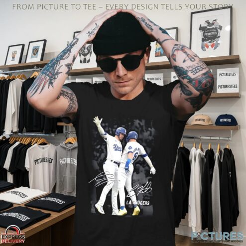 Kiké Hernandez and Gavin Lux Los Angeles Dodgers signature T shirt