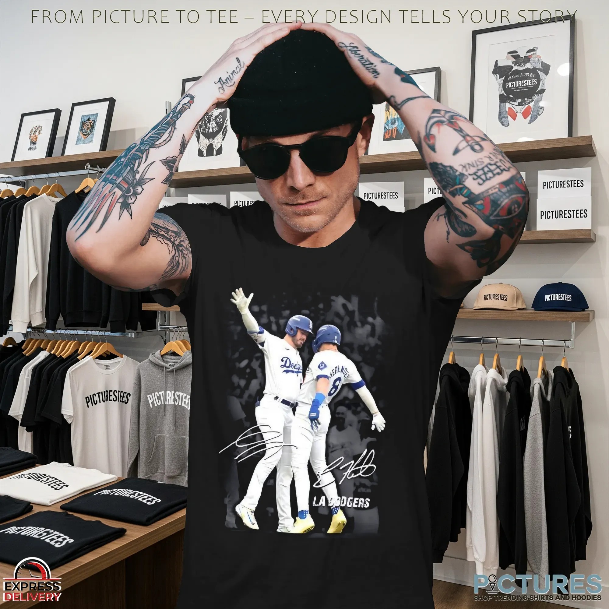 Kiké Hernandez and Gavin Lux Los Angeles Dodgers signature T shirt