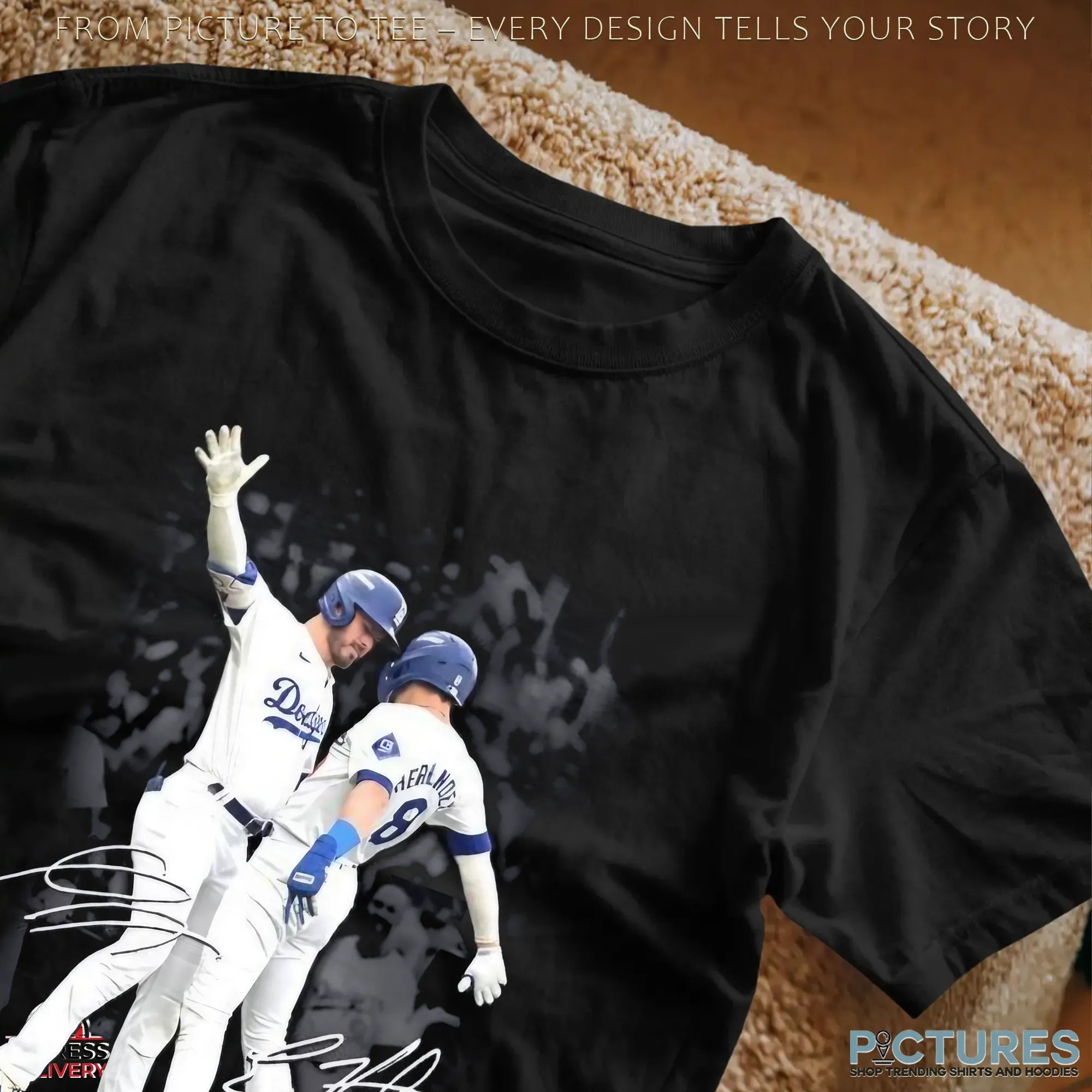 Kiké Hernandez and Gavin Lux Los Angeles Dodgers signature T shirt