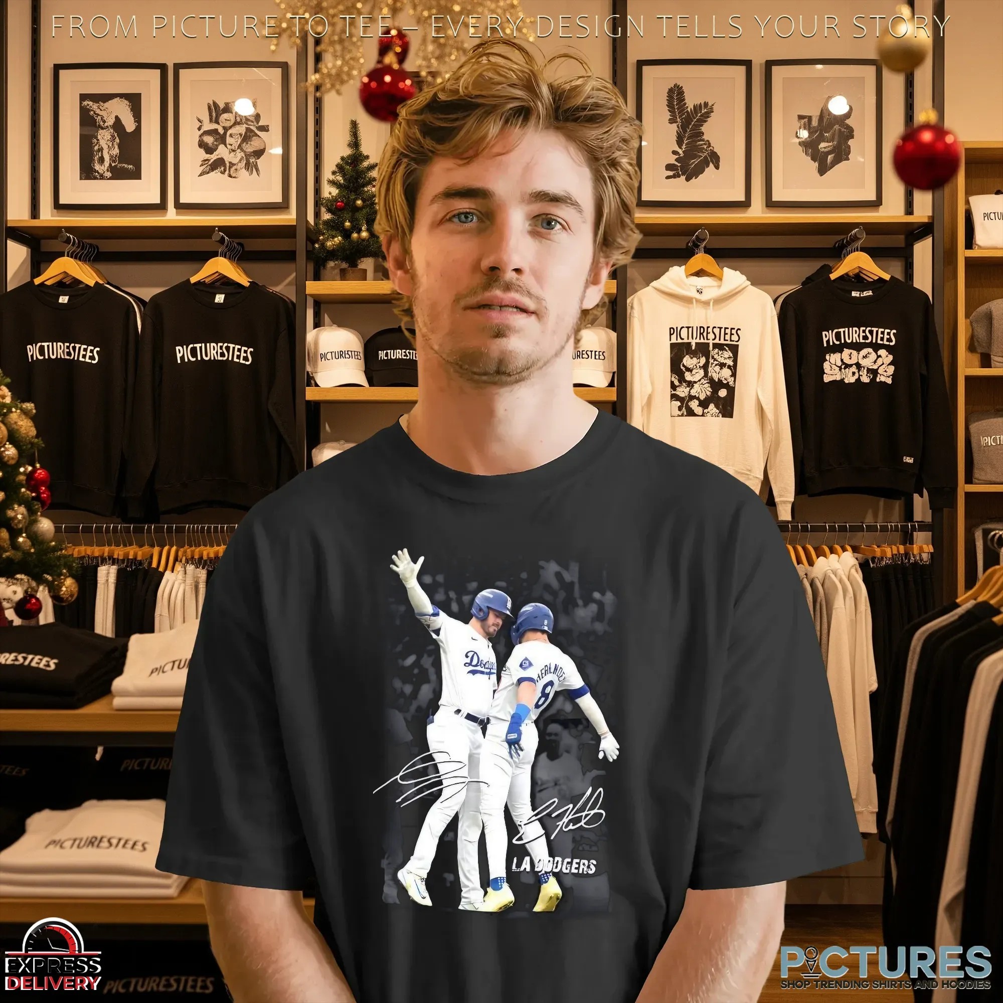Kiké Hernandez and Gavin Lux Los Angeles Dodgers signature T shirt