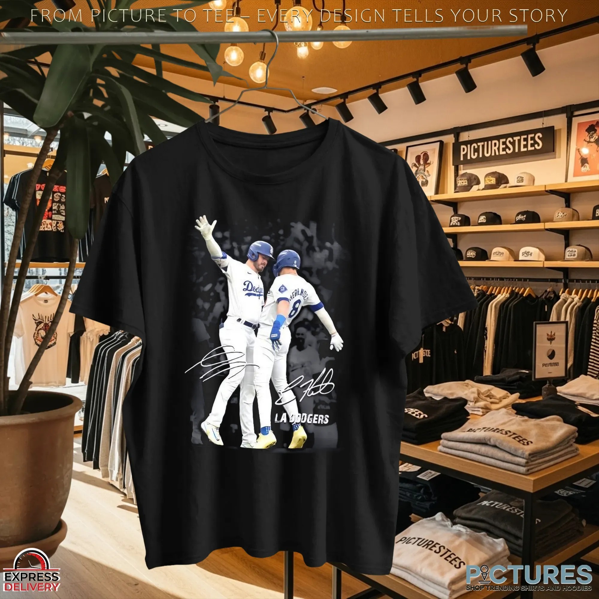 Kiké Hernandez and Gavin Lux Los Angeles Dodgers signature T shirt