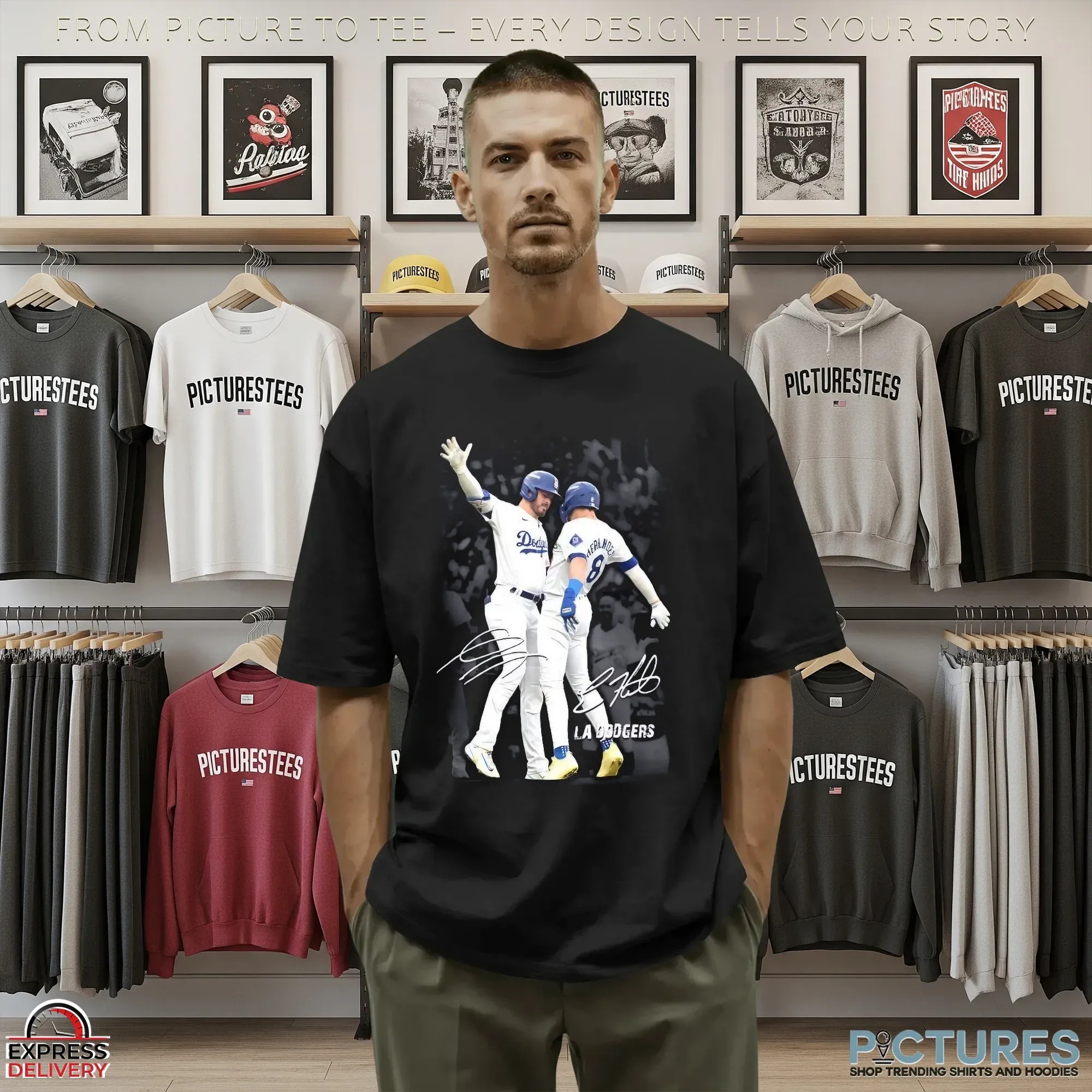Kiké Hernandez and Gavin Lux Los Angeles Dodgers signature T shirt