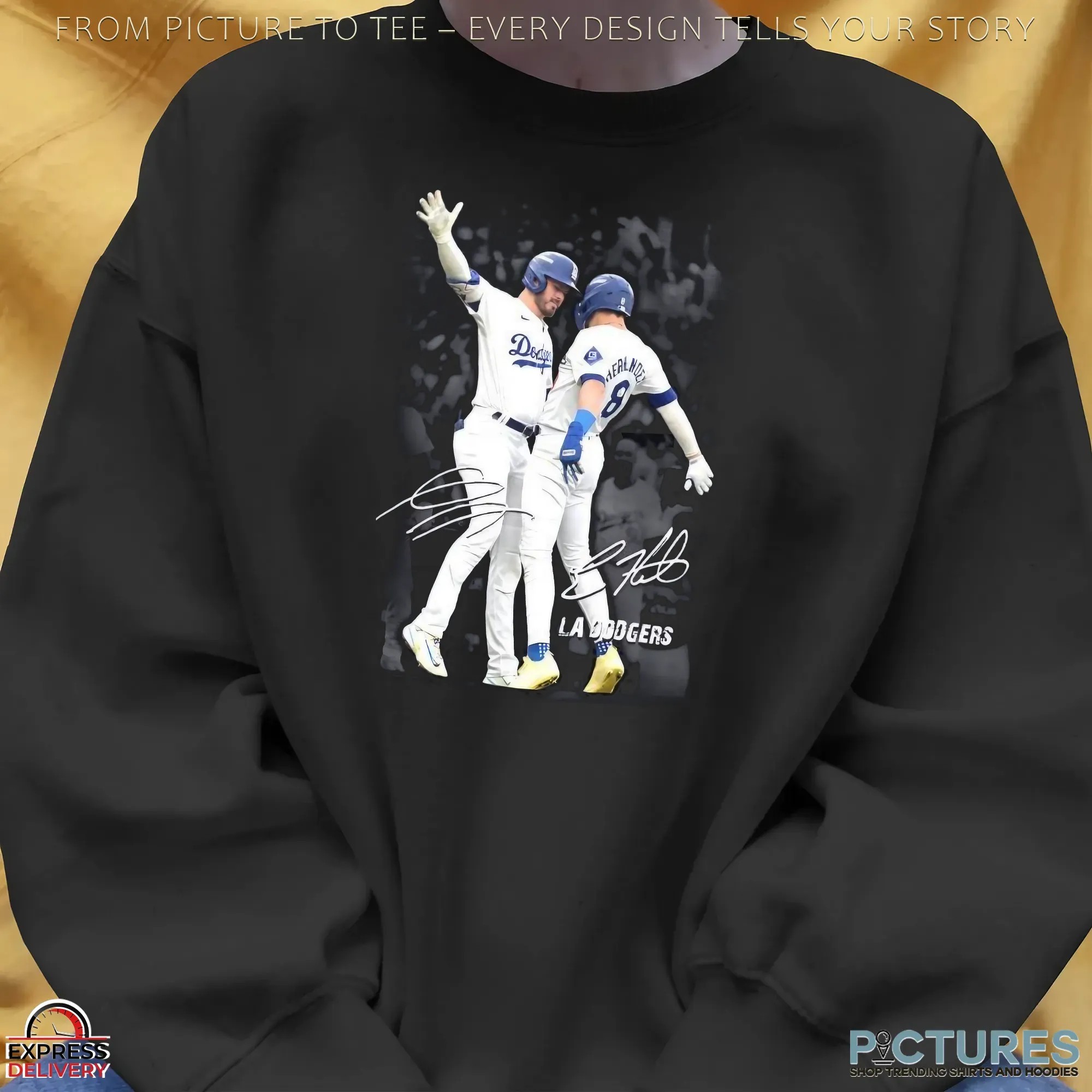 Kiké Hernandez and Gavin Lux Los Angeles Dodgers signature T shirt