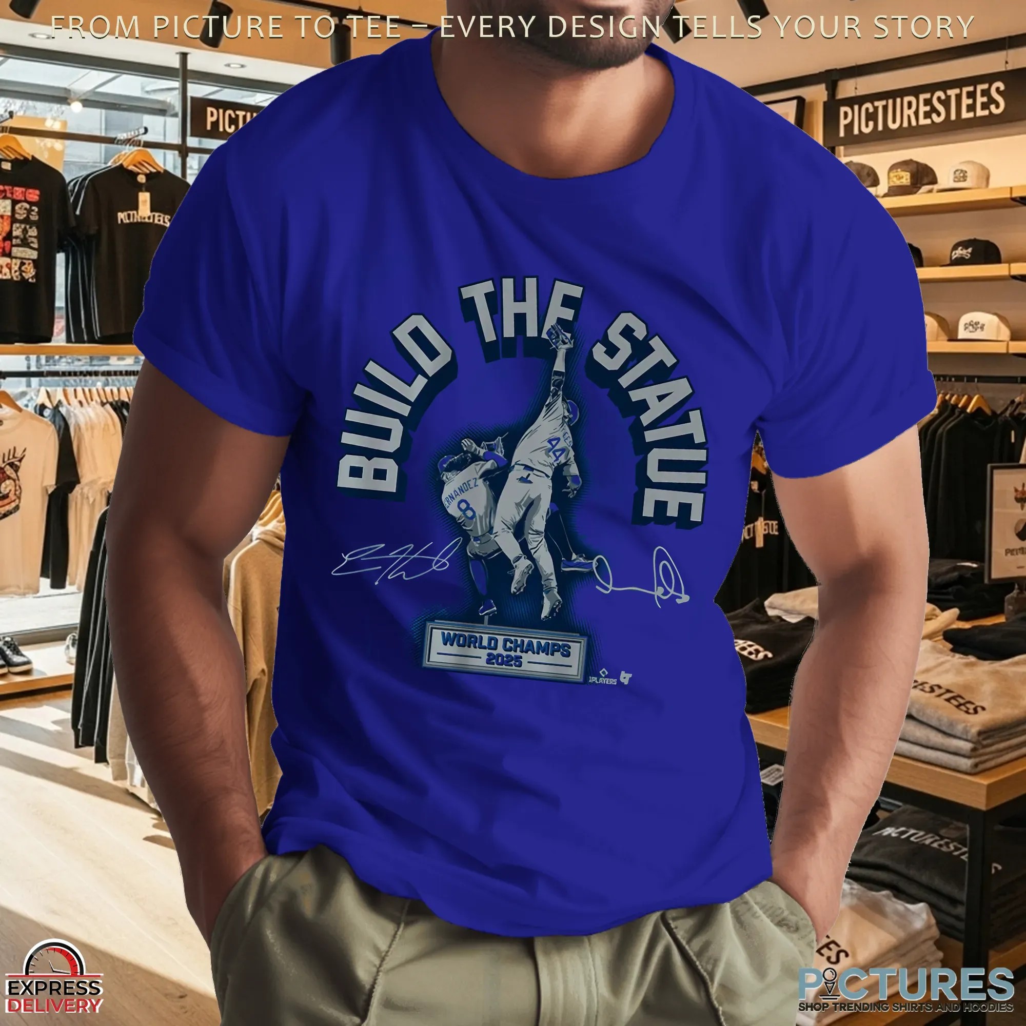 LA Dodgers Andy Pages and Kiké Hernandez Build The Statue Signatures T Shirt