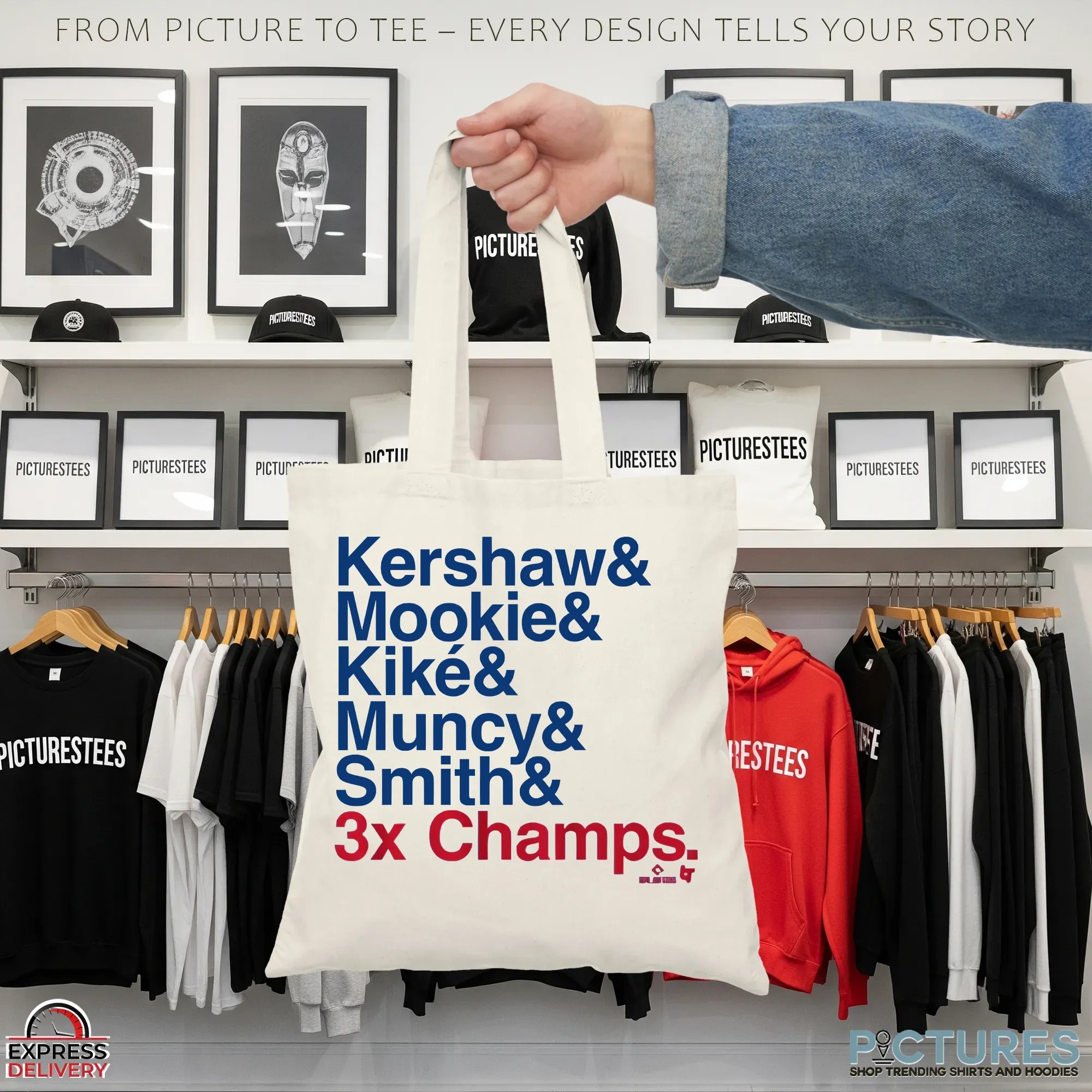 Los Angeles Baseball Ampersand Kershaw Mookie Kike Muncy Smith 3X Time Champs T Shirt