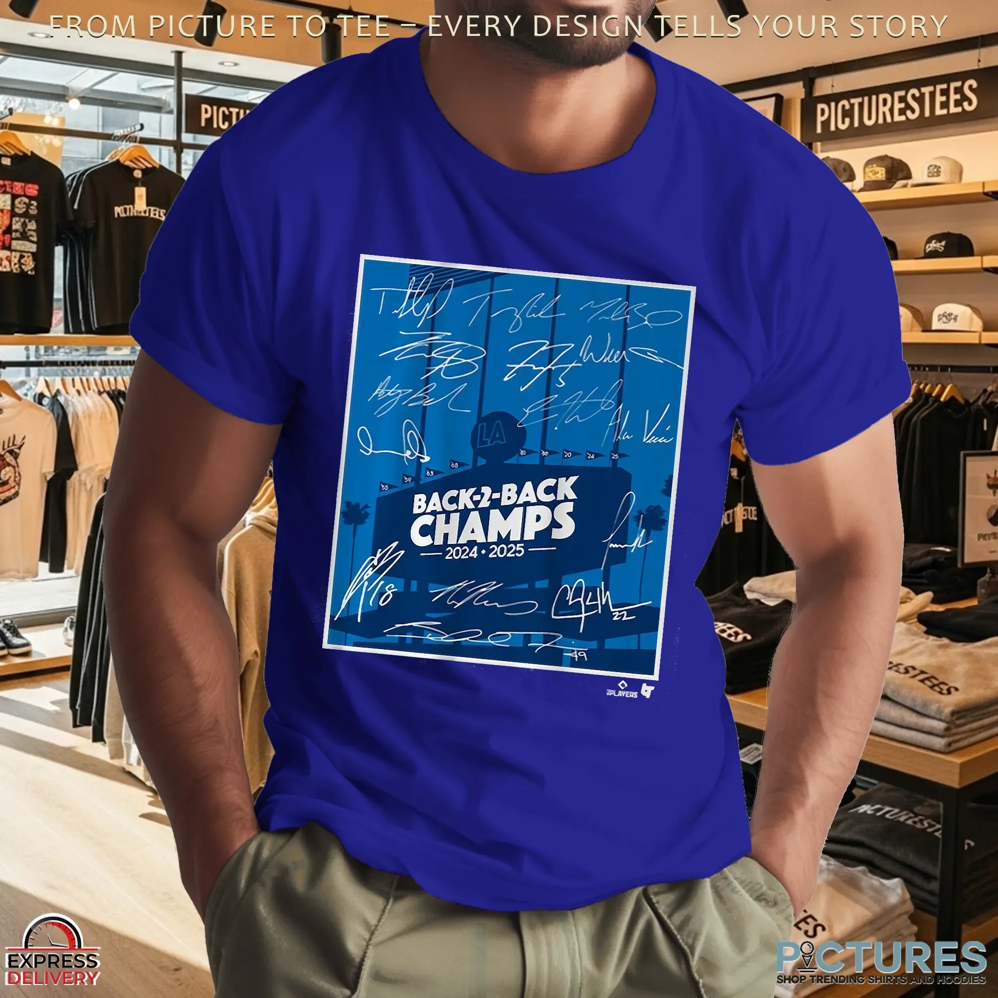 Los Angeles Dodgers Baseball 2024 2025 Back-to-Back Champs Players Signatures T Shirt