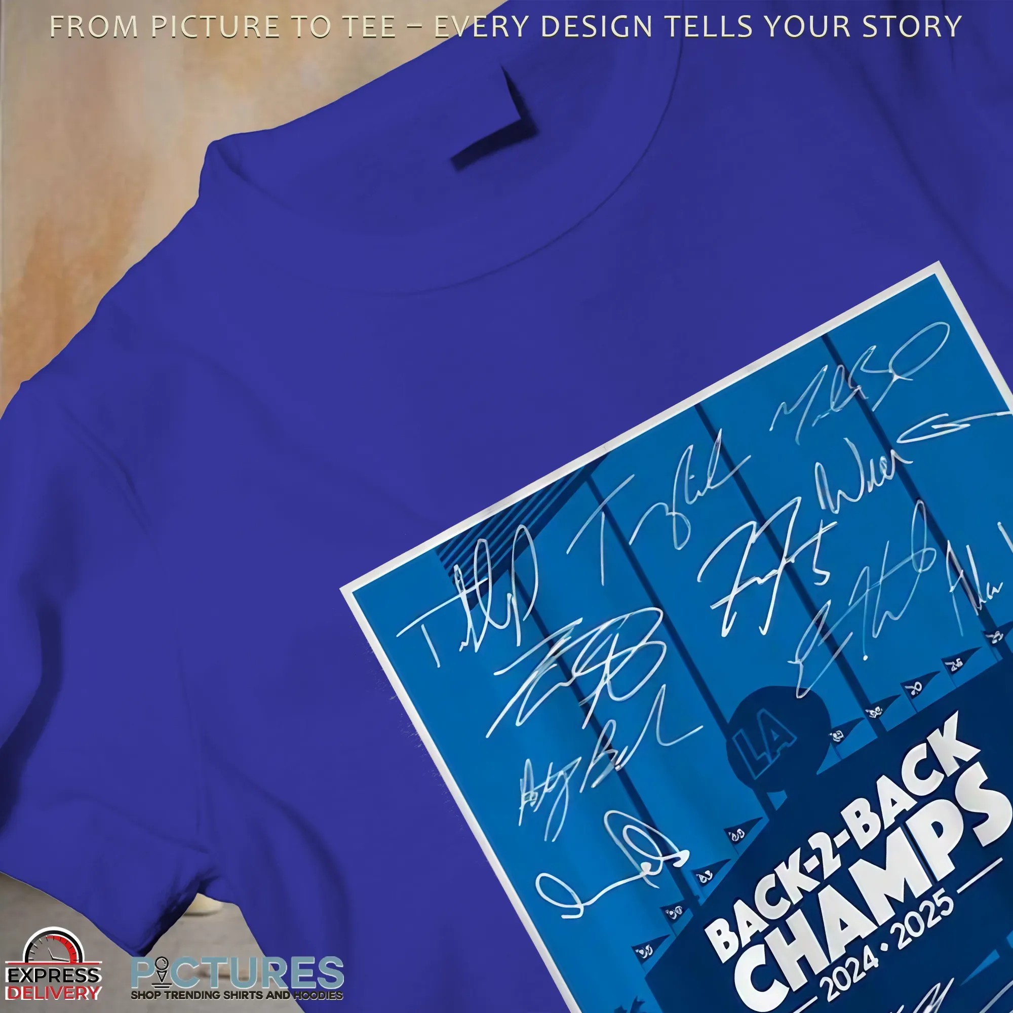 Los Angeles Dodgers Baseball 2024 2025 Back-to-Back Champs Players Signatures T Shirt