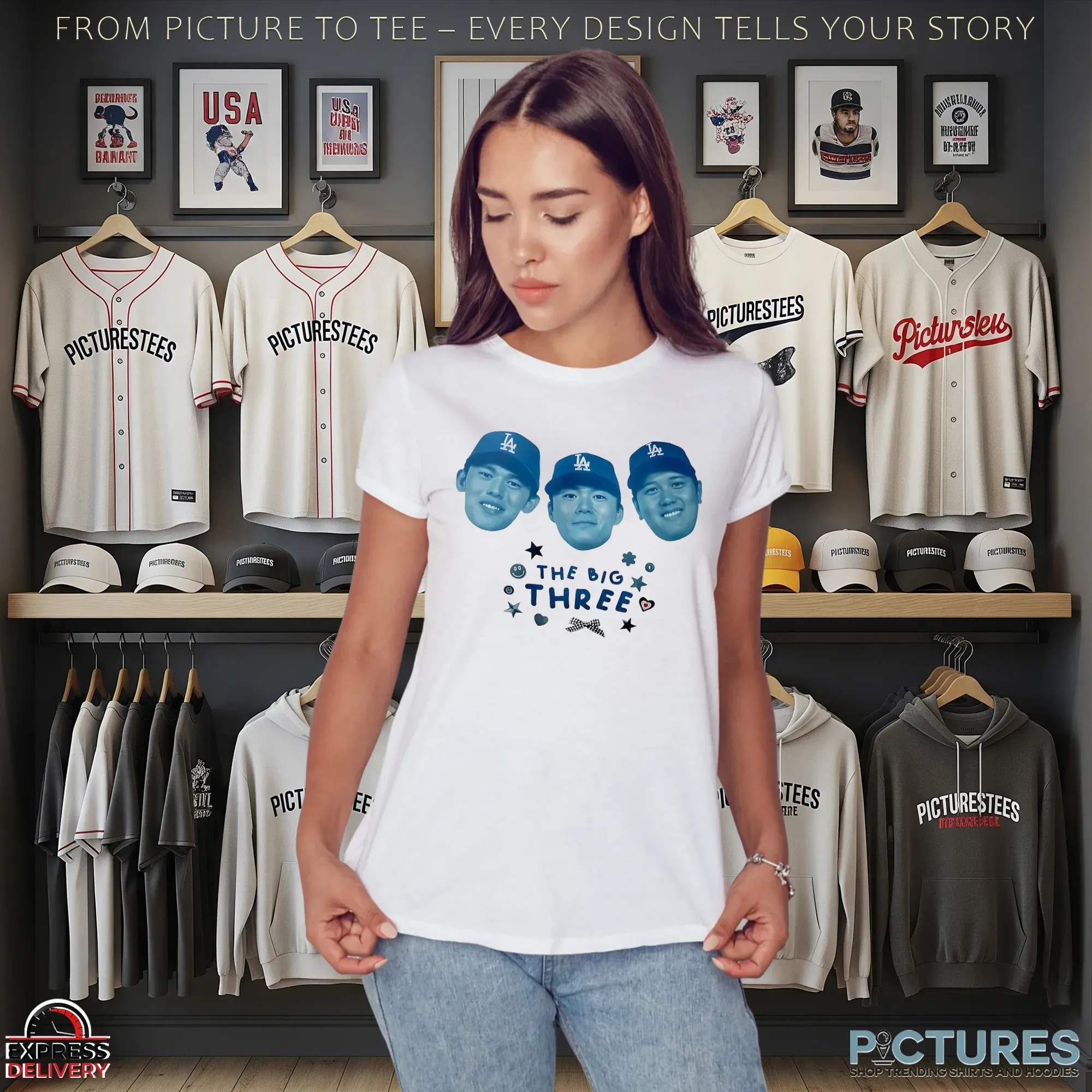 Los Angeles Dodgers The Big Three Ohtani Yamamoto And Sasaki T Shirt