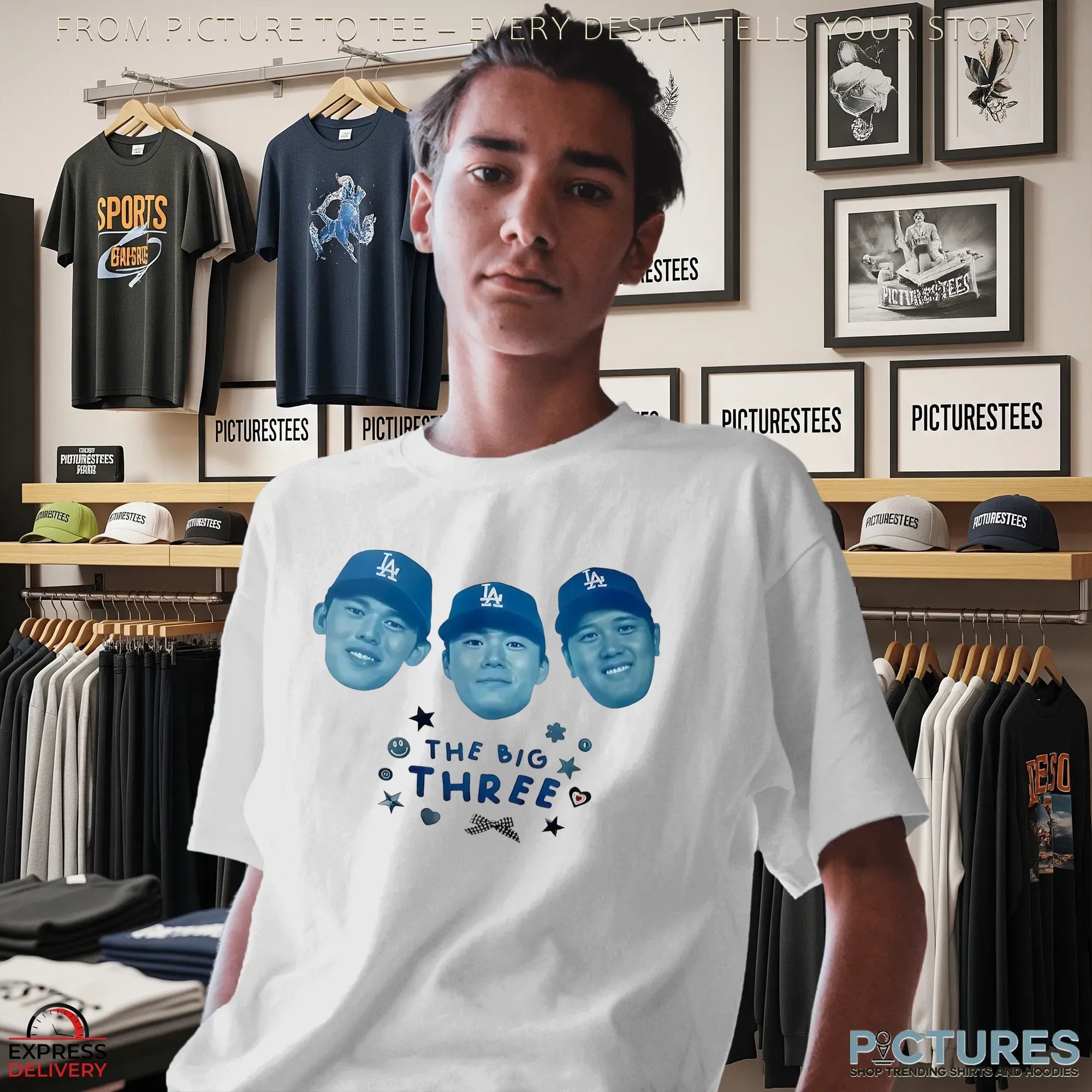 Los Angeles Dodgers The Big Three Ohtani Yamamoto And Sasaki T Shirt