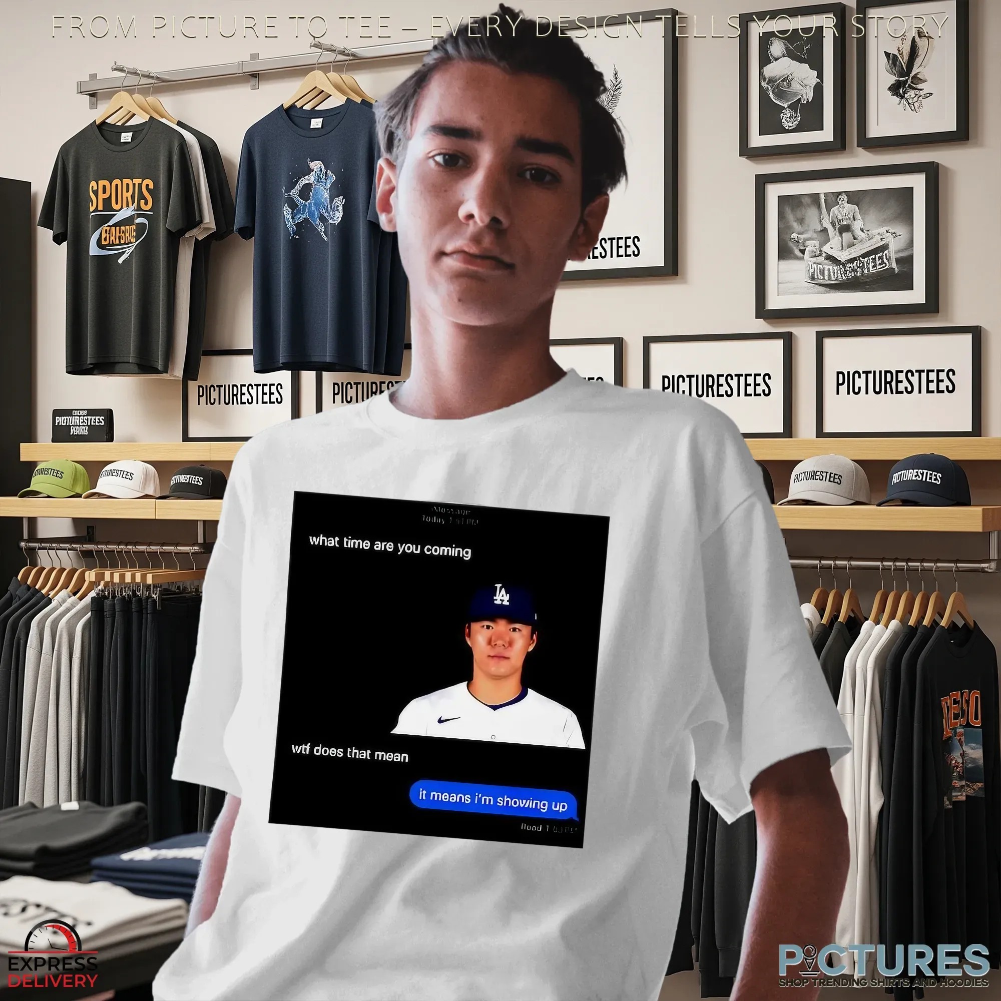 Los Angeles Dodgers Yoshinobu Yamamoto What Time Are You Coming Message T Shirt