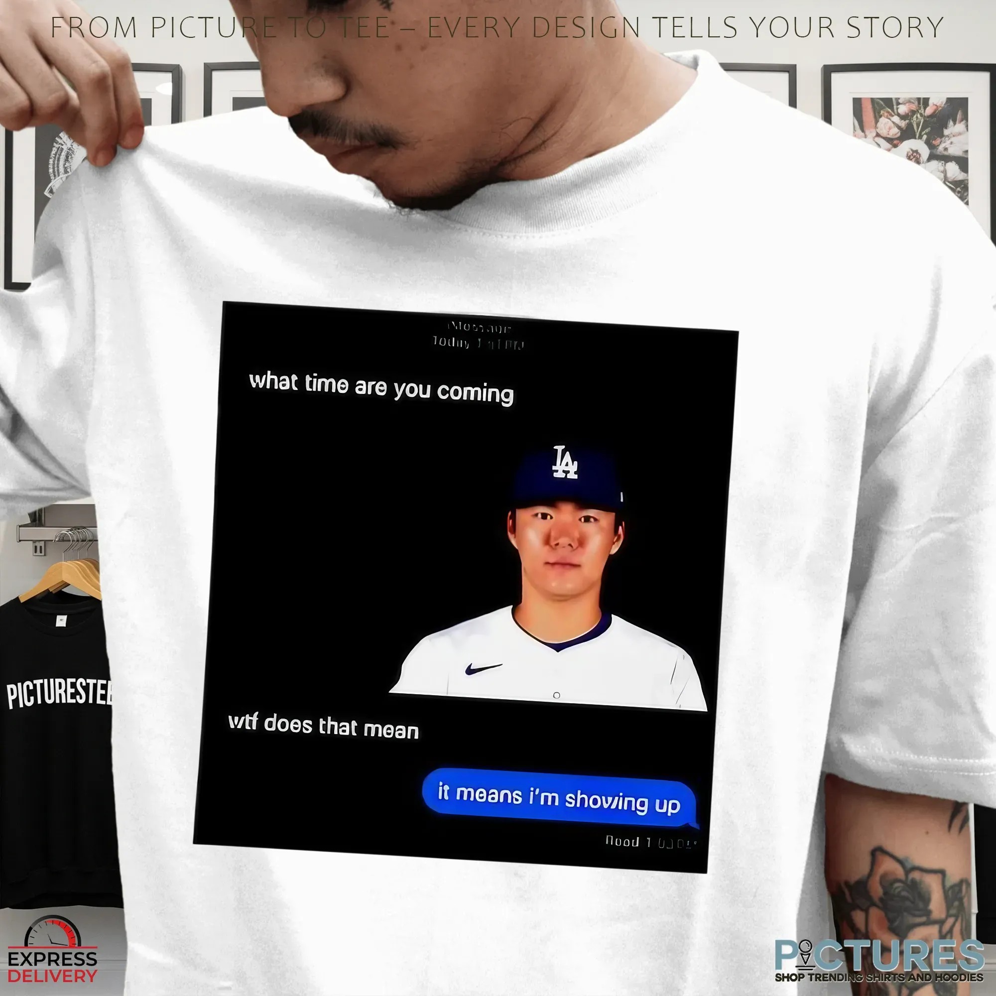 Los Angeles Dodgers Yoshinobu Yamamoto What Time Are You Coming Message T Shirt