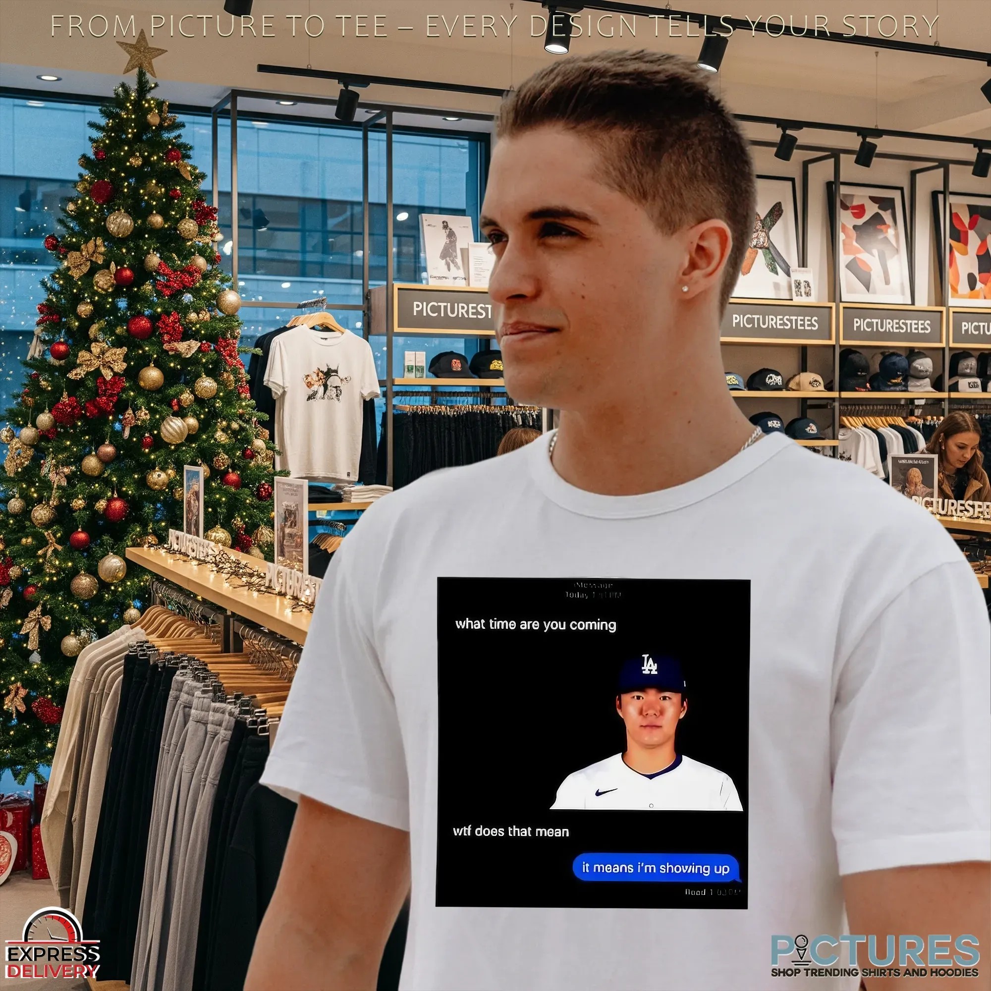 Los Angeles Dodgers Yoshinobu Yamamoto What Time Are You Coming Message T Shirt