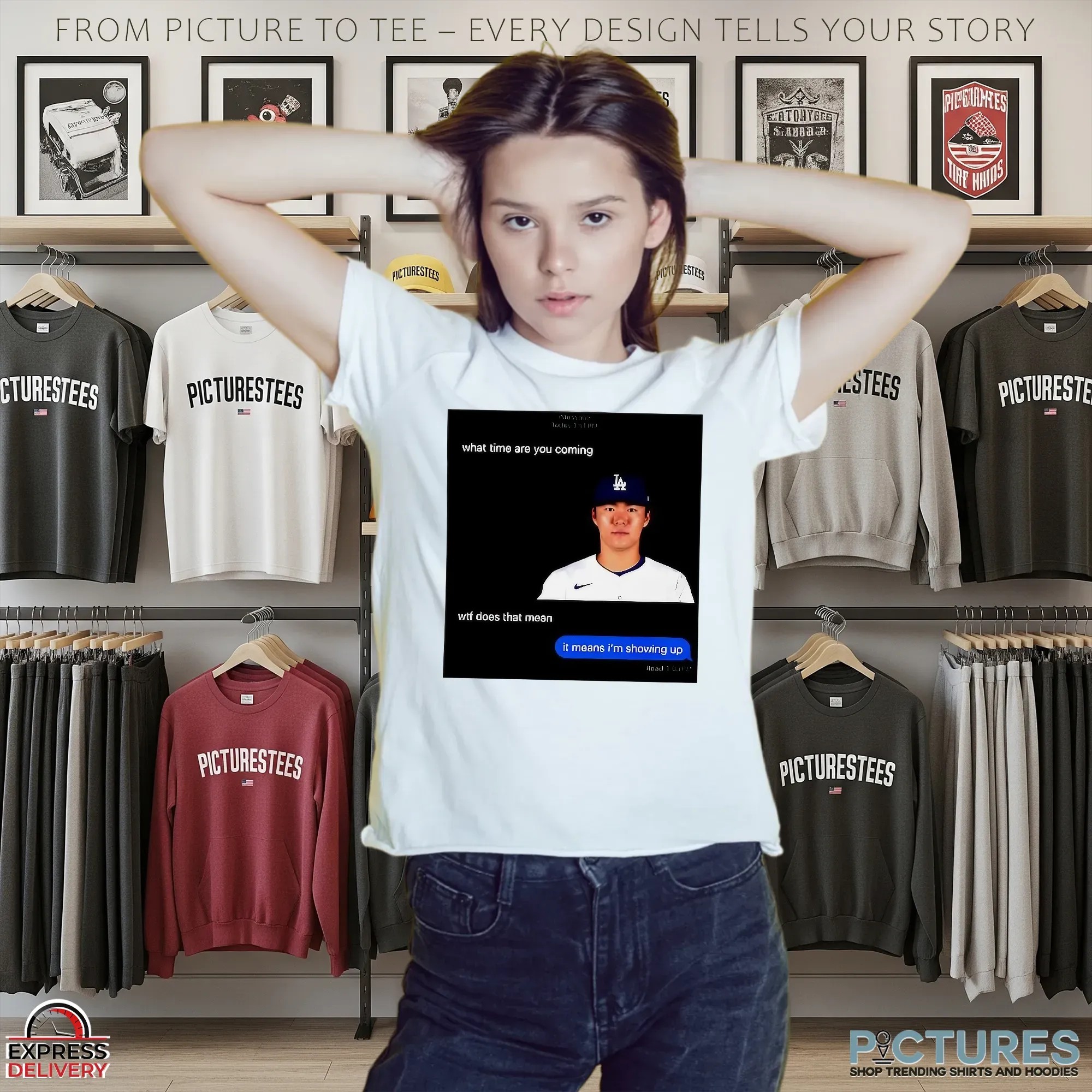 Los Angeles Dodgers Yoshinobu Yamamoto What Time Are You Coming Message T Shirt