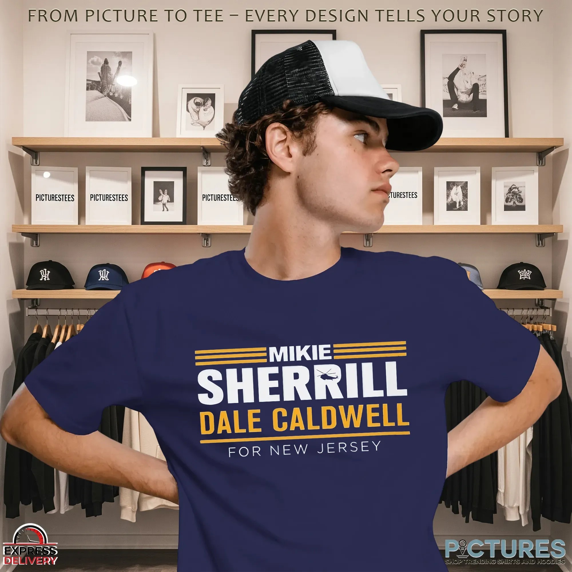 Mikie Sherrill Dale Caldwell For New Jersey Bold Text T Shirt