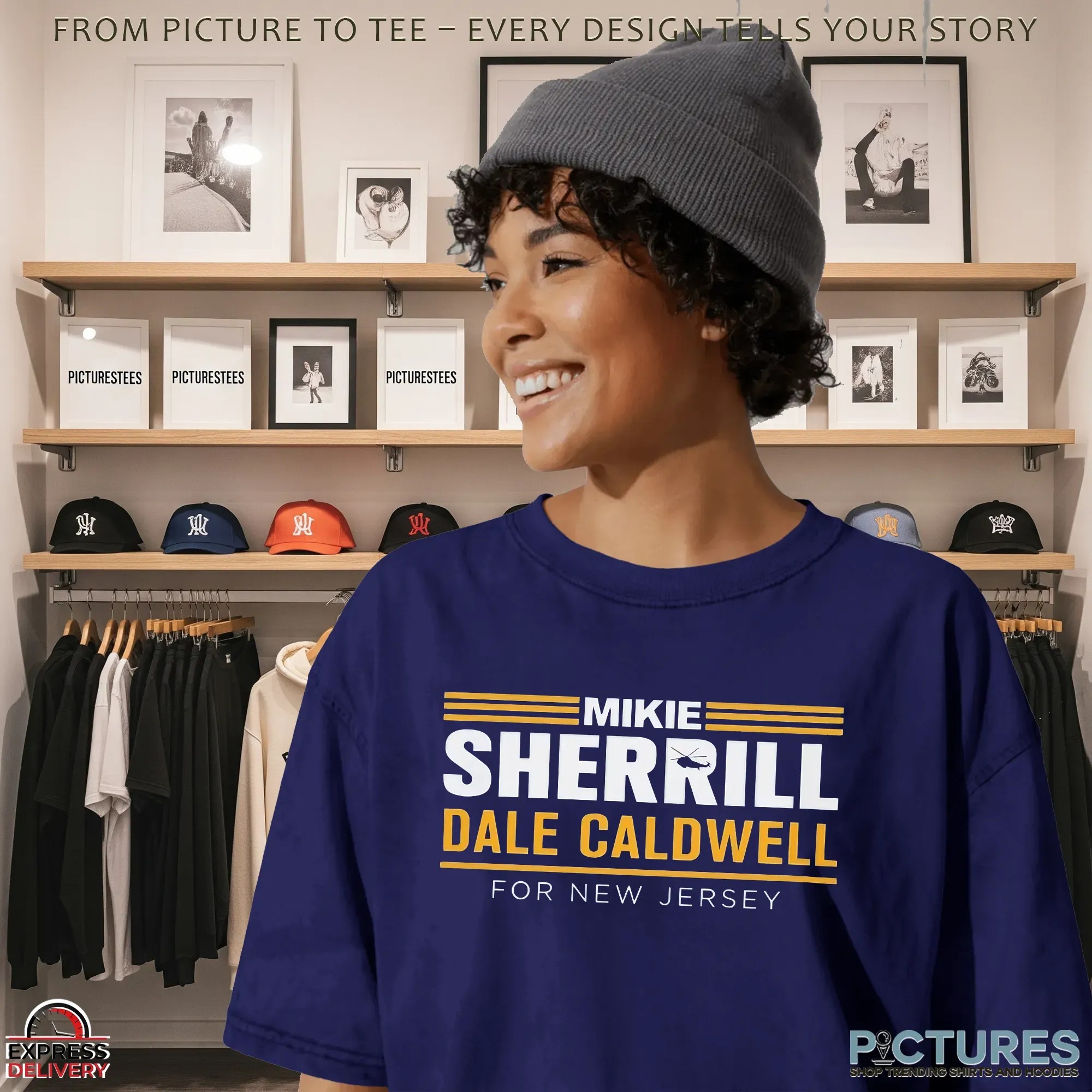 Mikie Sherrill Dale Caldwell For New Jersey Bold Text T Shirt