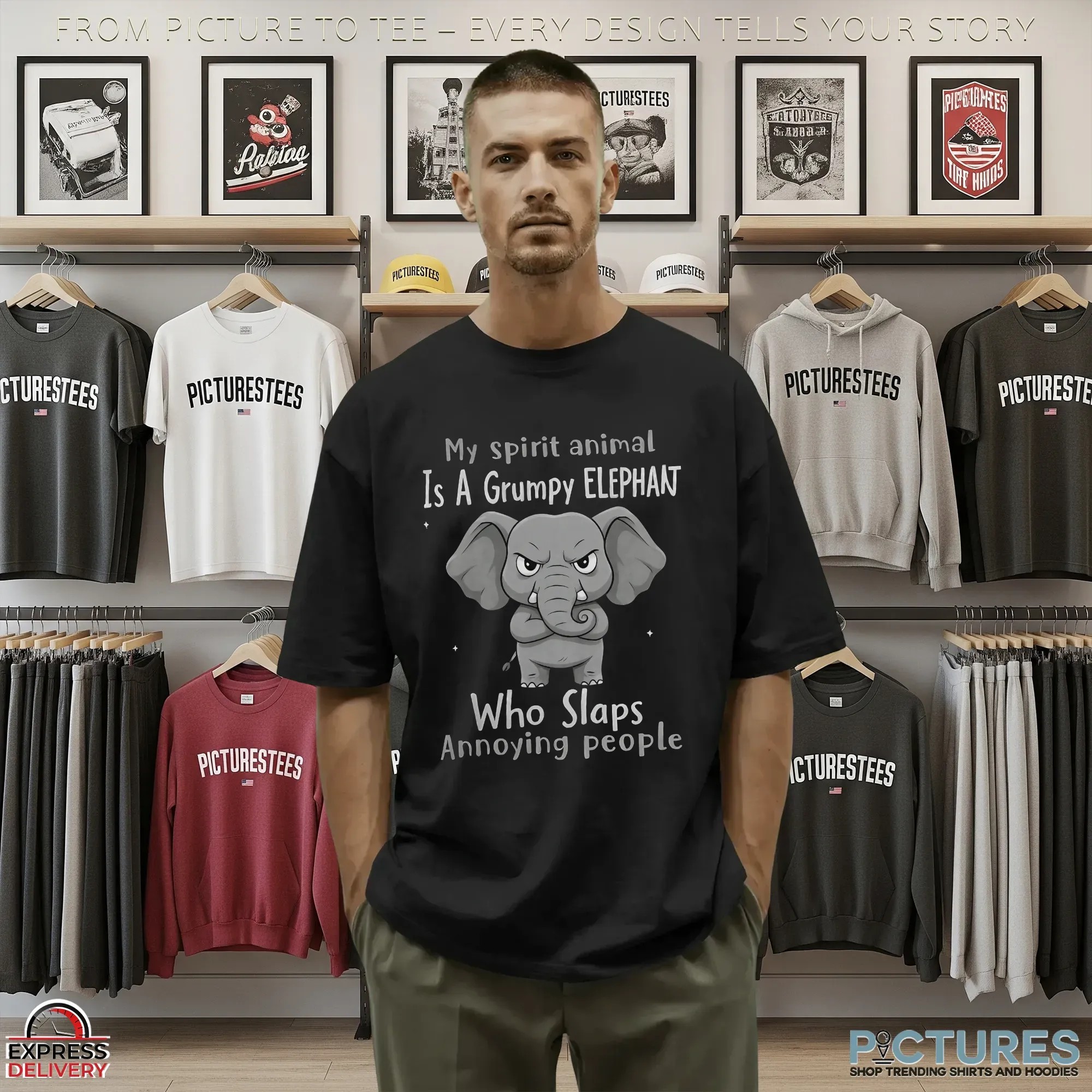 My Spirit Animal Is A Grumpy Elephan Who Slaps Annoying People Meme T Shirt