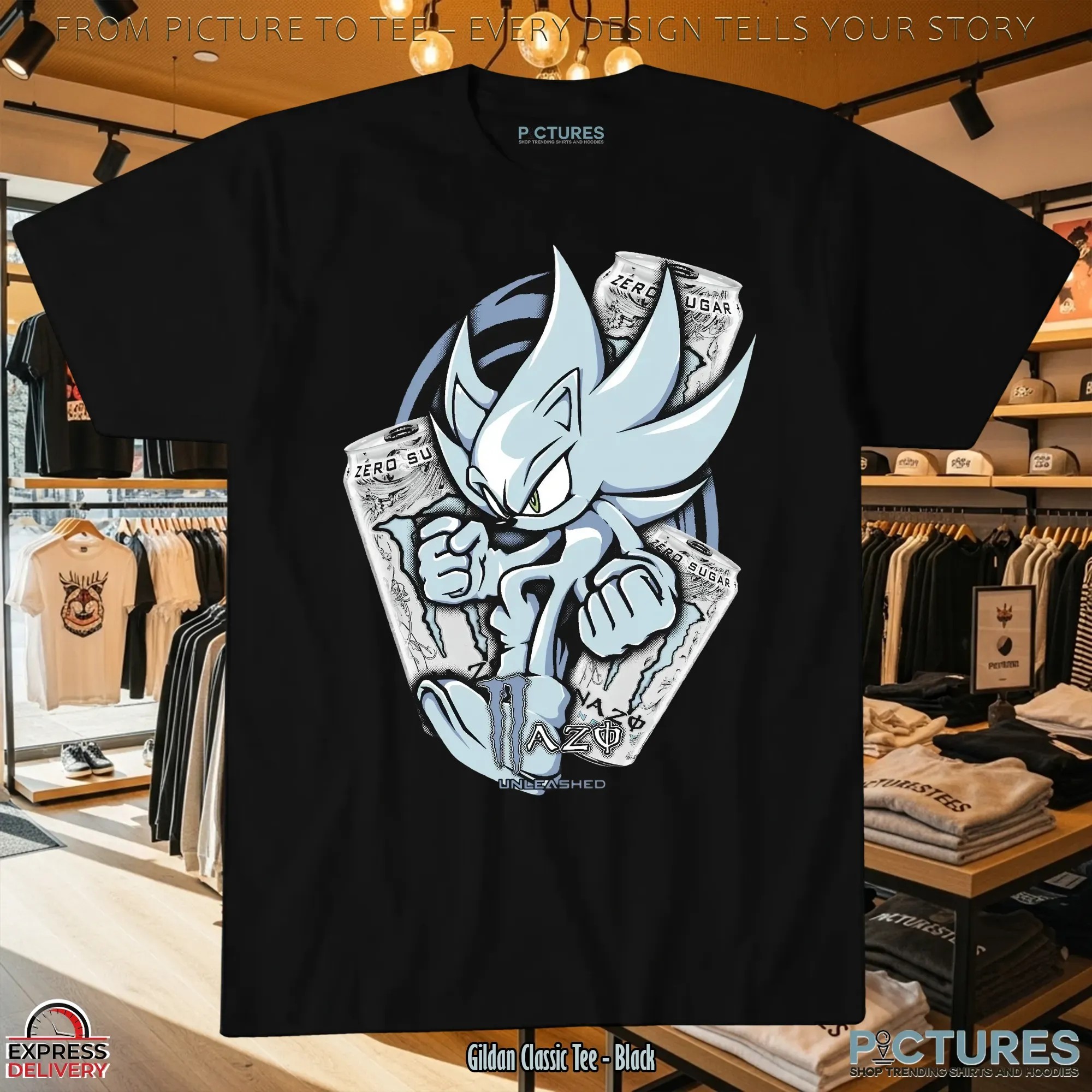 Nazo The Hedgehog Unleashed Monster Energy Zero Sugar Sonic Mashup T Shirt