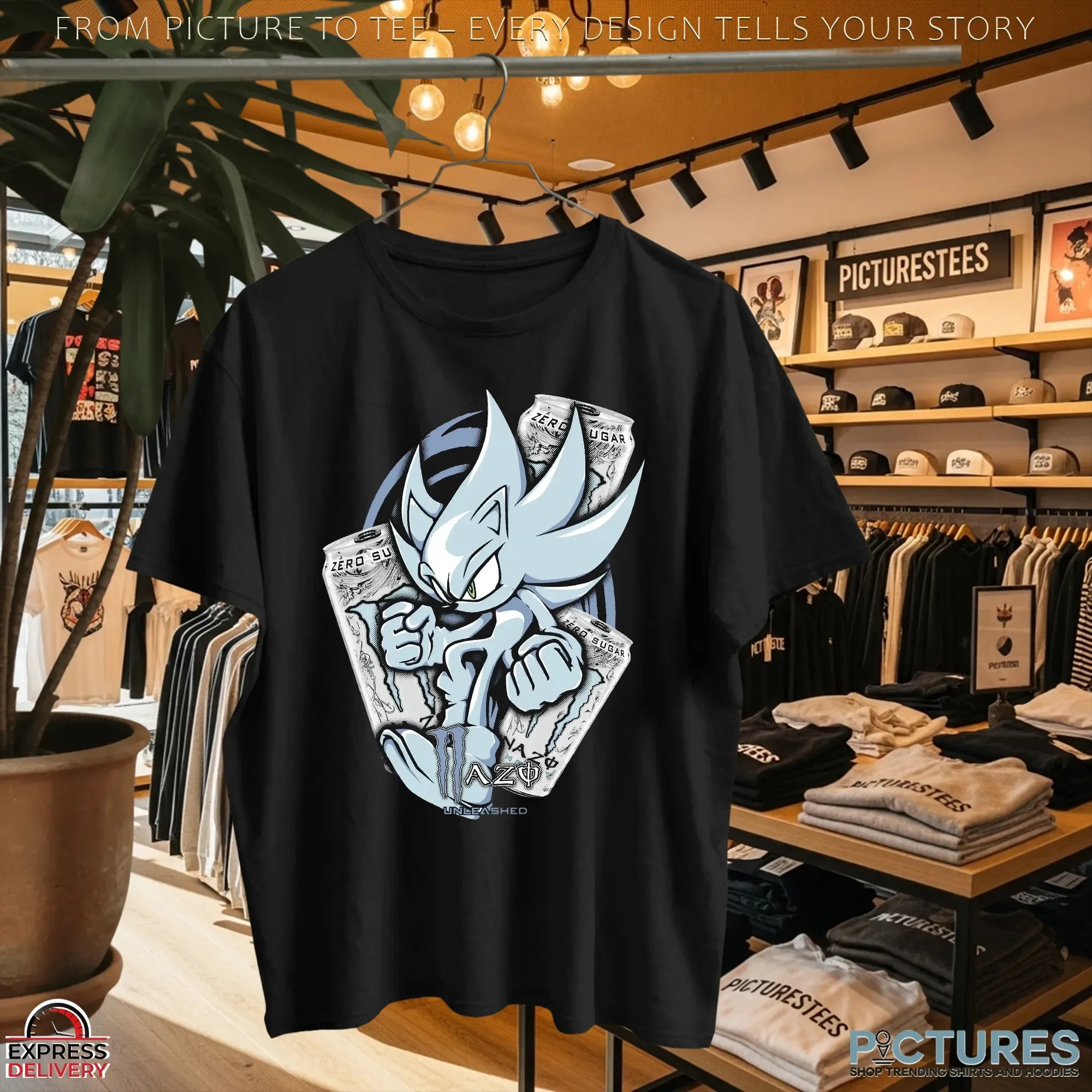 Nazo The Hedgehog Unleashed Monster Energy Zero Sugar Sonic Mashup T Shirt