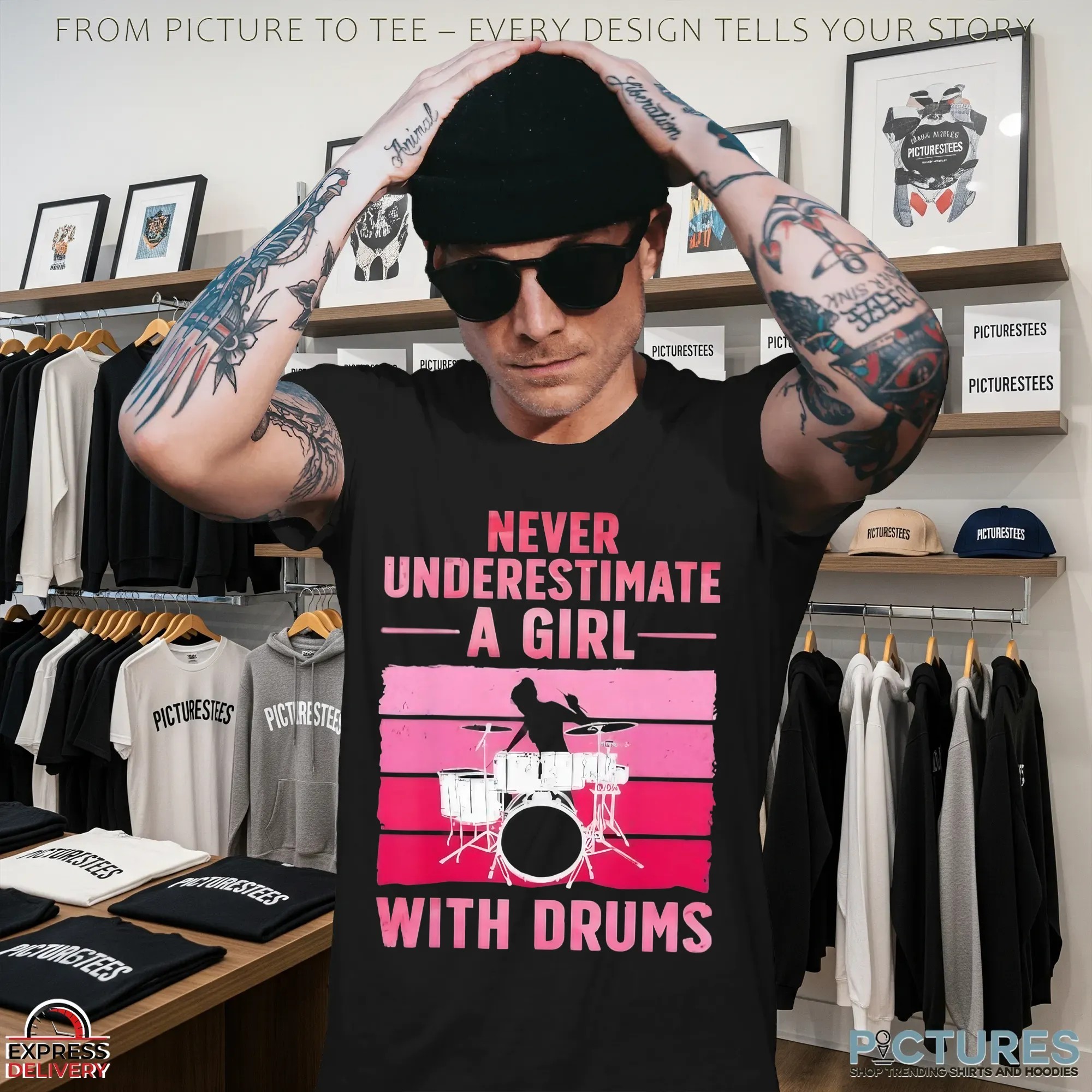 Never Underestimate A Girl With Drums T Shirt