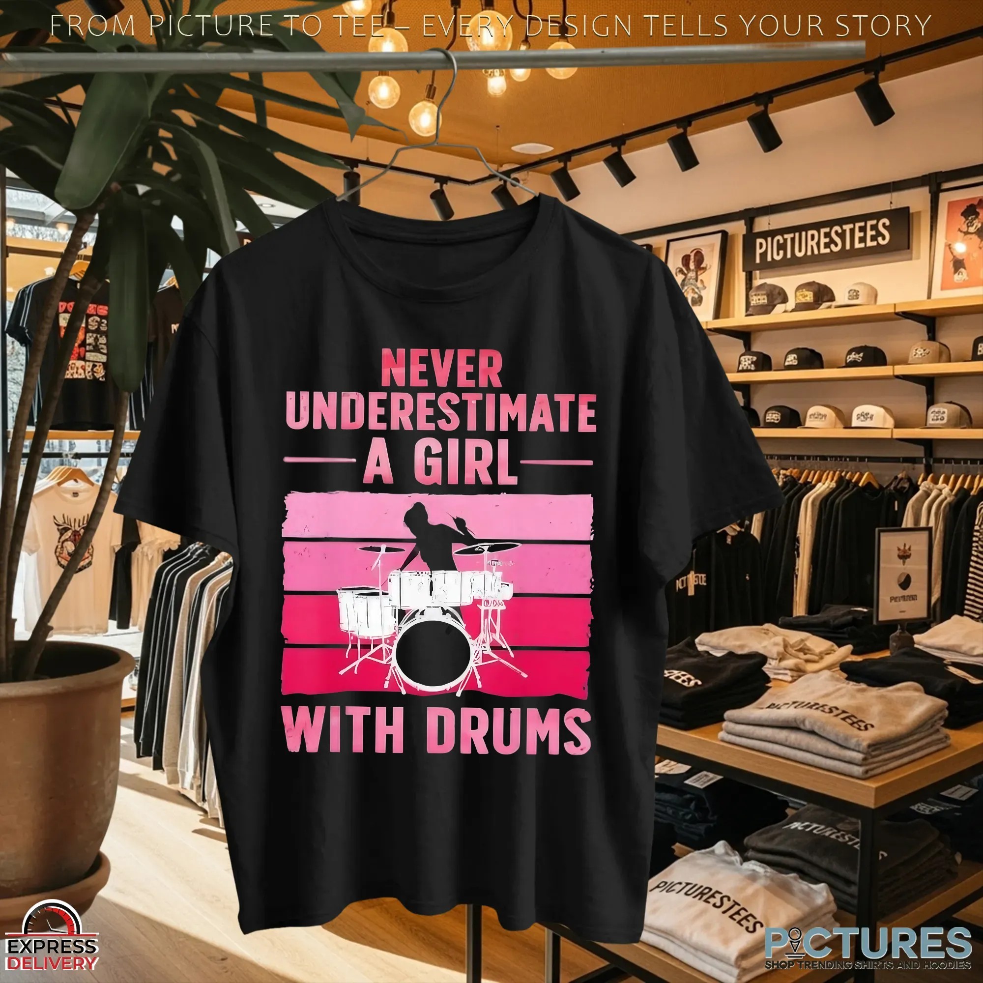 Never Underestimate A Girl With Drums T Shirt Never Underestimate A Girl With Drums T Shirt
