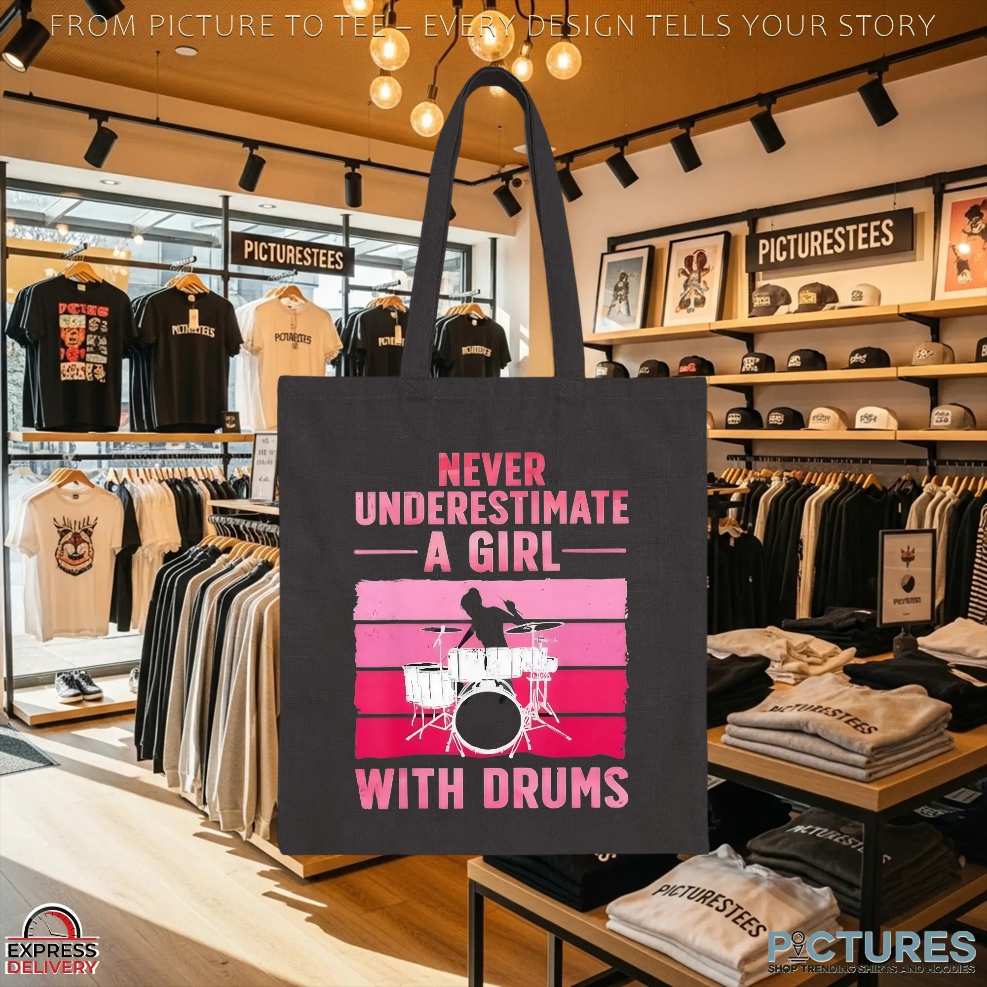 Never Underestimate A Girl With Drums T Shirt Never Underestimate A Girl With Drums T Shirt