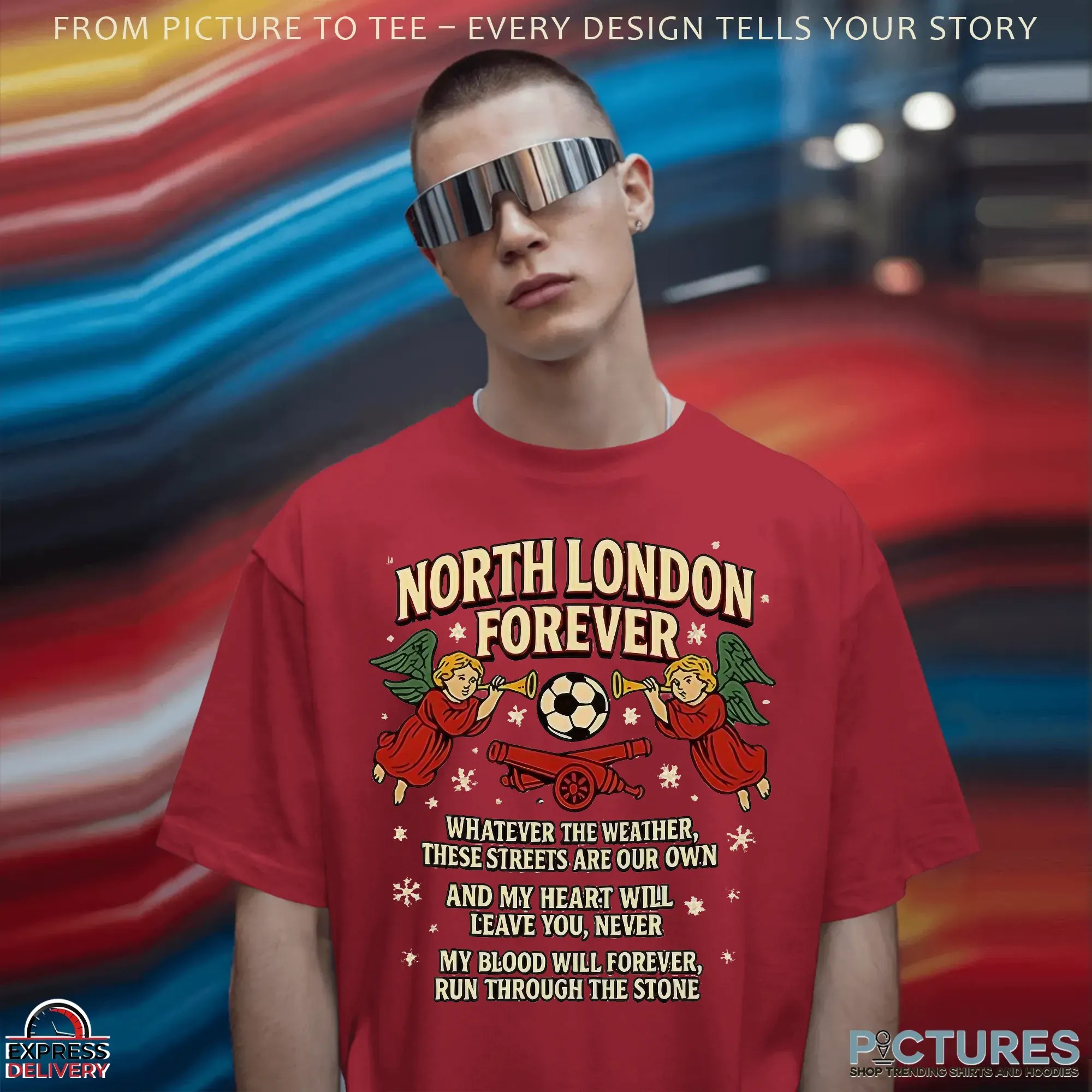 North London Forever Arsenal Slogan Cannon And Angel Christmas T Shirt North London Forever Arsenal Slogan Cannon And Angel Christmas T Shirt