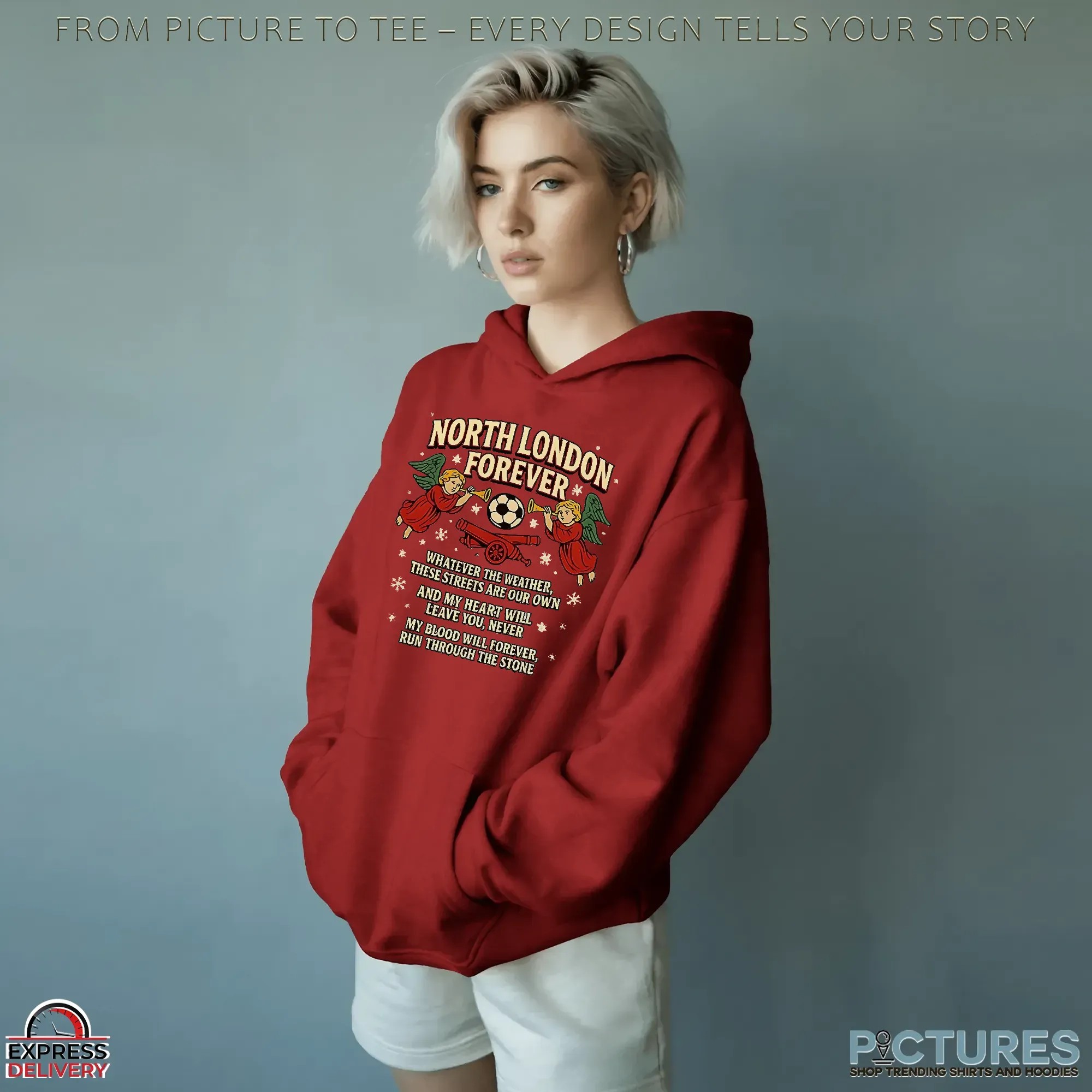 North London Forever Arsenal Slogan Cannon And Angel Christmas T Shirt North London Forever Arsenal Slogan Cannon And Angel Christmas T Shirt