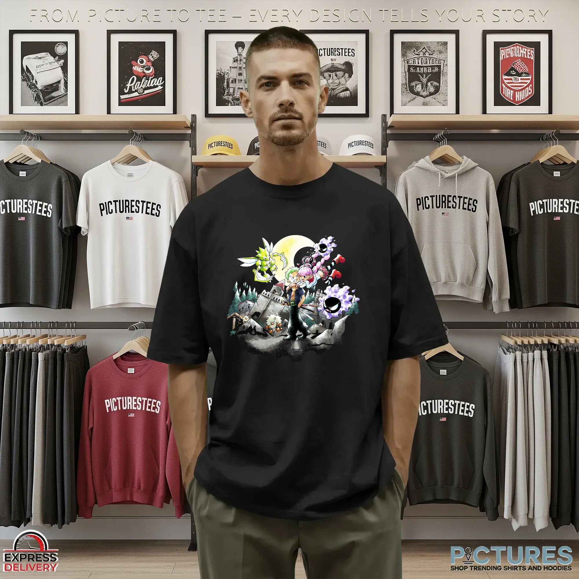 One Piece Roronoa Zoro and Perona Dark Moon Spooky Castle Fan Art T Shirt