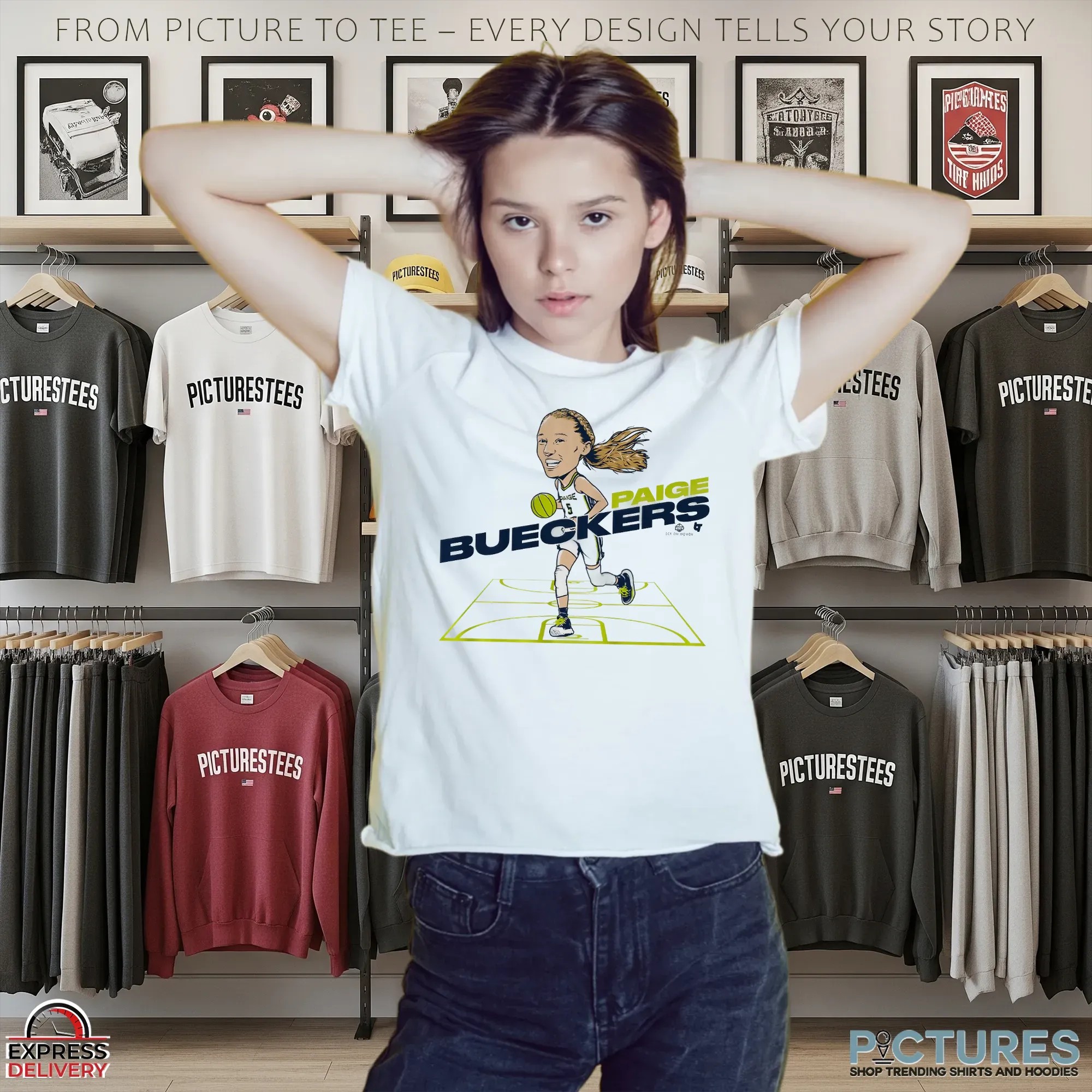 Paige Bueckers WNBA Dallas Caricature T Shirt