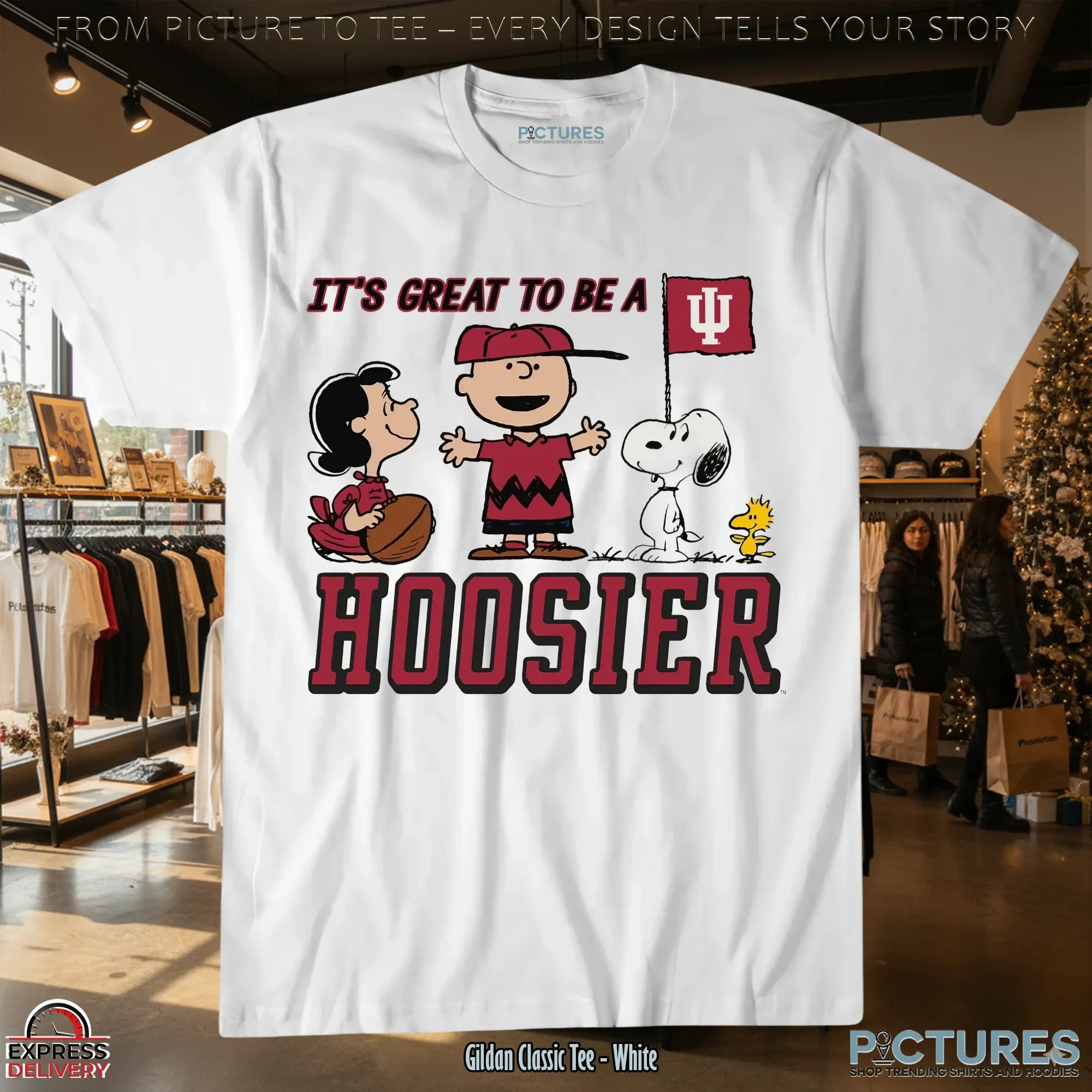 Peanuts Characters x Indiana Hoosiers It’s Great To Be A Hoosier Mashup T Shirt