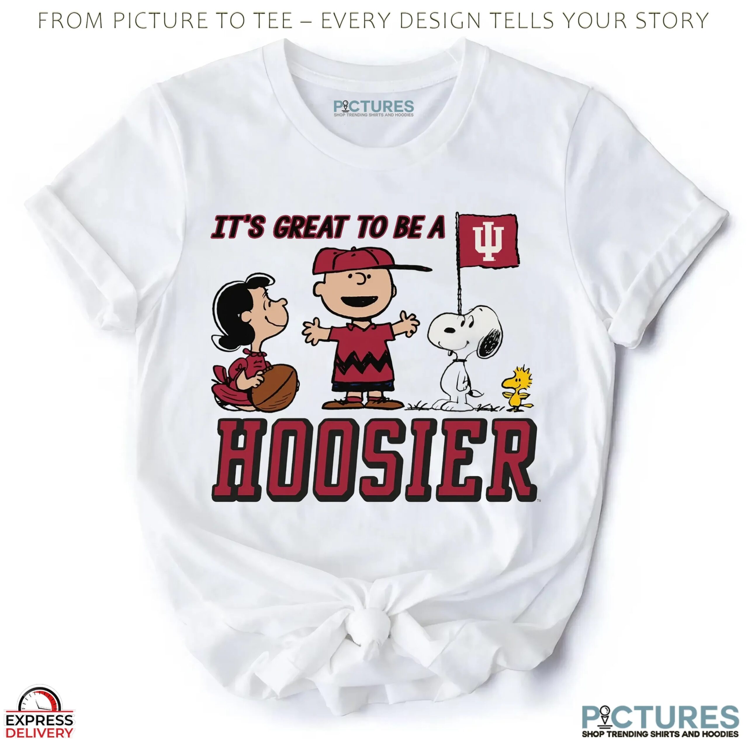 Peanuts Characters x Indiana Hoosiers It’s Great To Be A Hoosier Mashup T Shirt