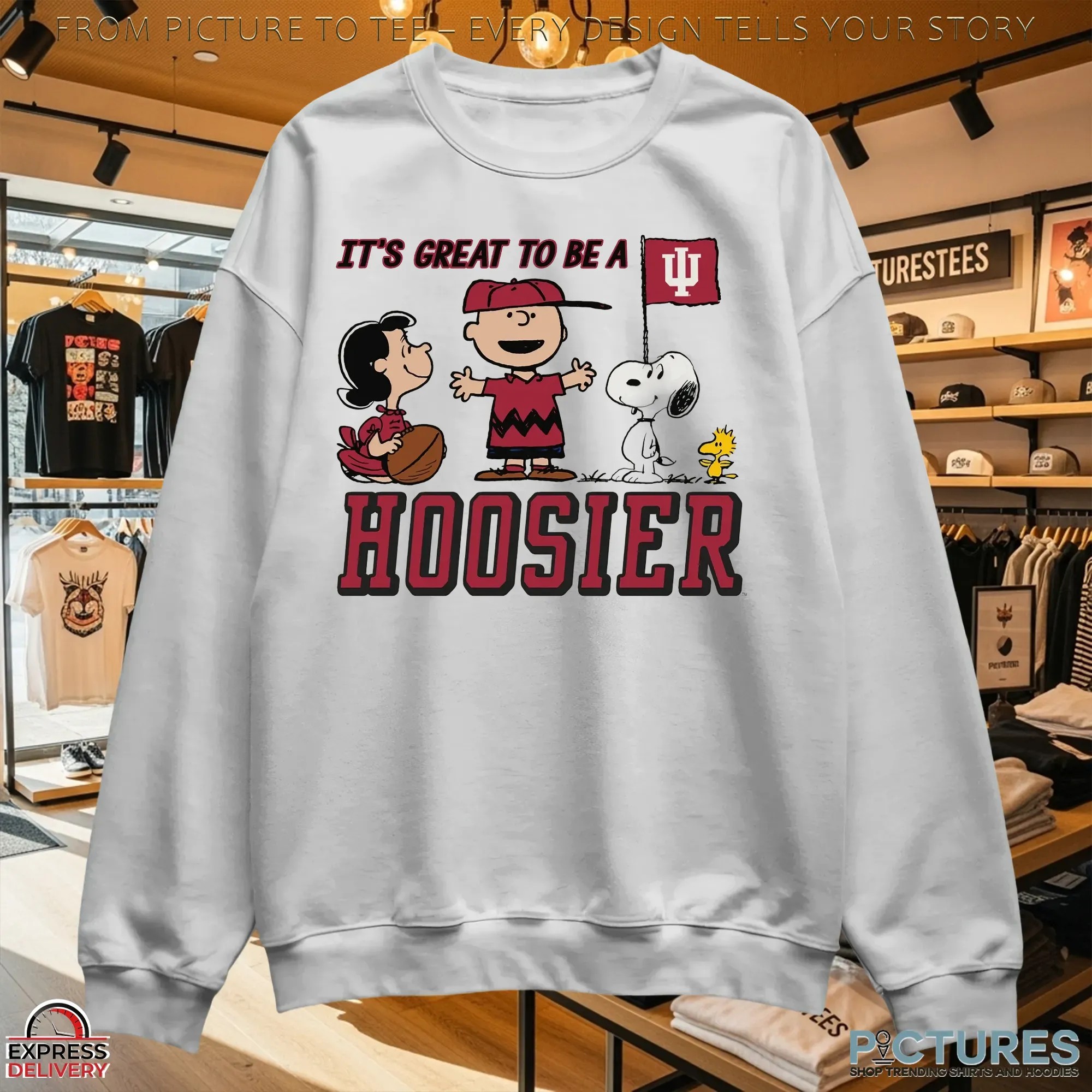 Peanuts Characters x Indiana Hoosiers It’s Great To Be A Hoosier Mashup T Shirt