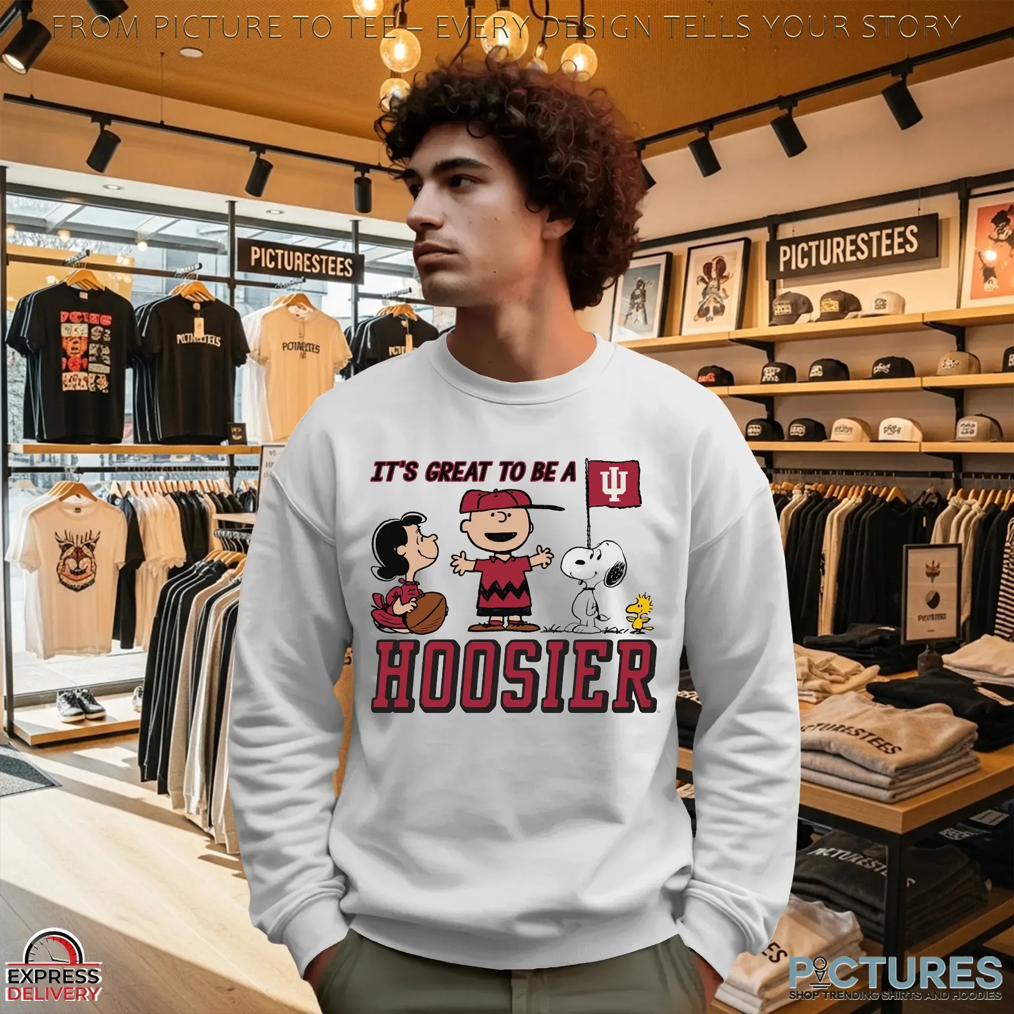 Peanuts Characters x Indiana Hoosiers It’s Great To Be A Hoosier Mashup T Shirt