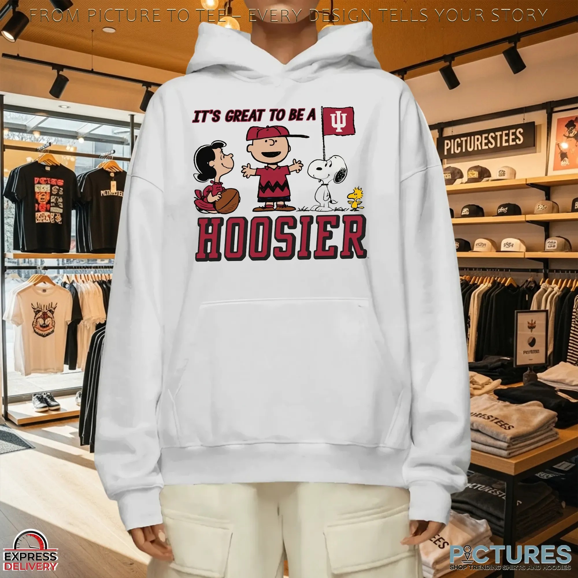 Peanuts Characters x Indiana Hoosiers It’s Great To Be A Hoosier Mashup T Shirt