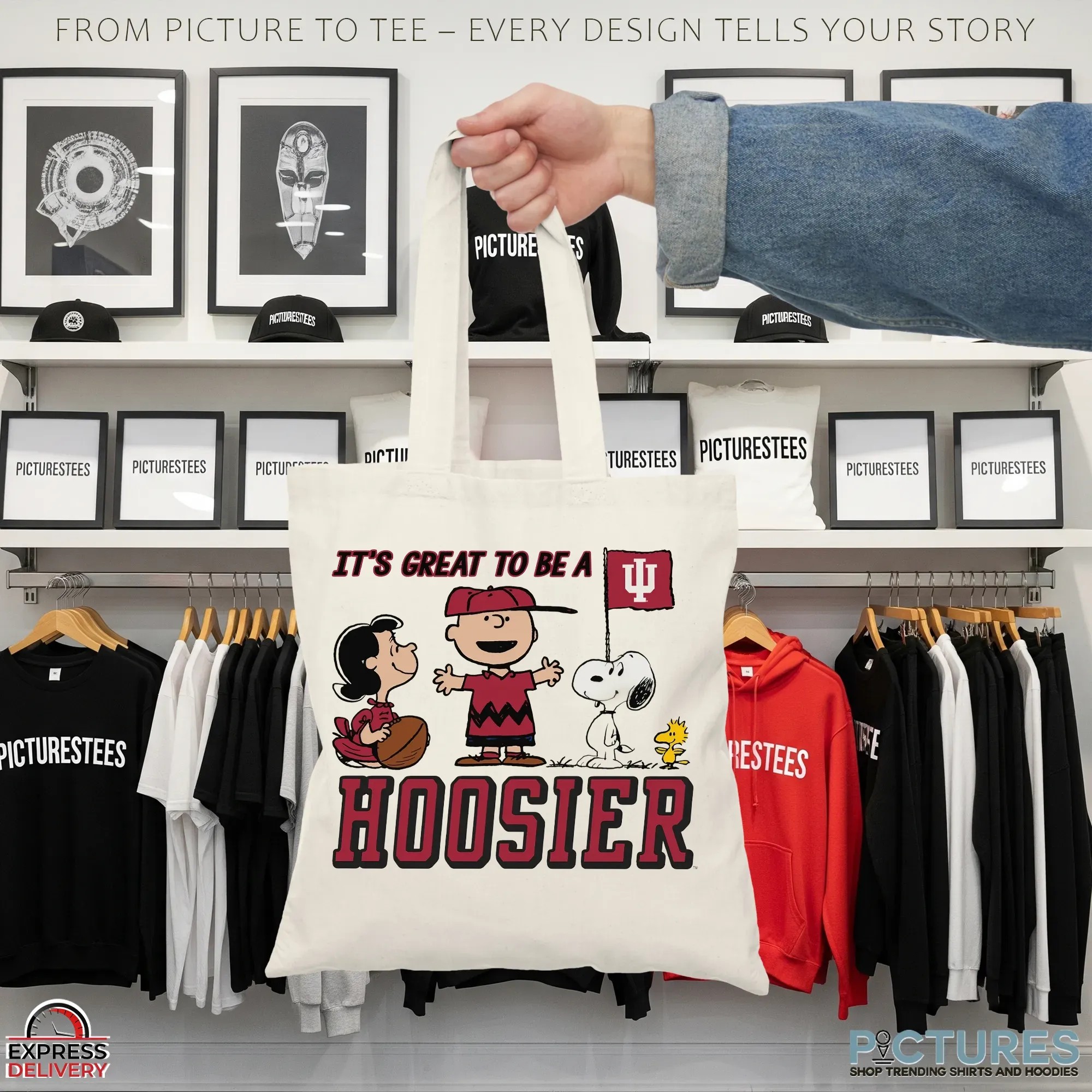 Peanuts Characters x Indiana Hoosiers It’s Great To Be A Hoosier Mashup T Shirt