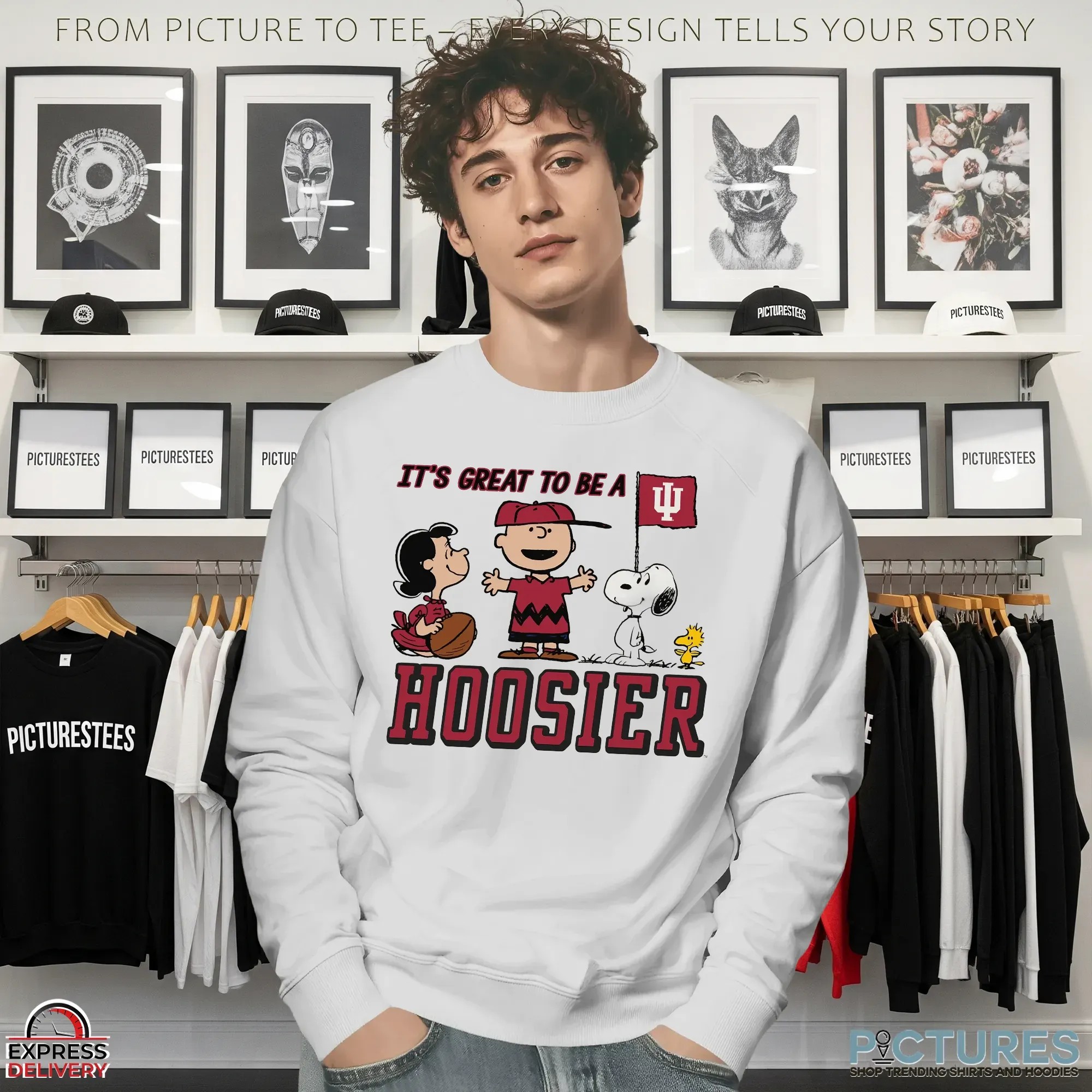 Peanuts Characters x Indiana Hoosiers It’s Great To Be A Hoosier Mashup T Shirt