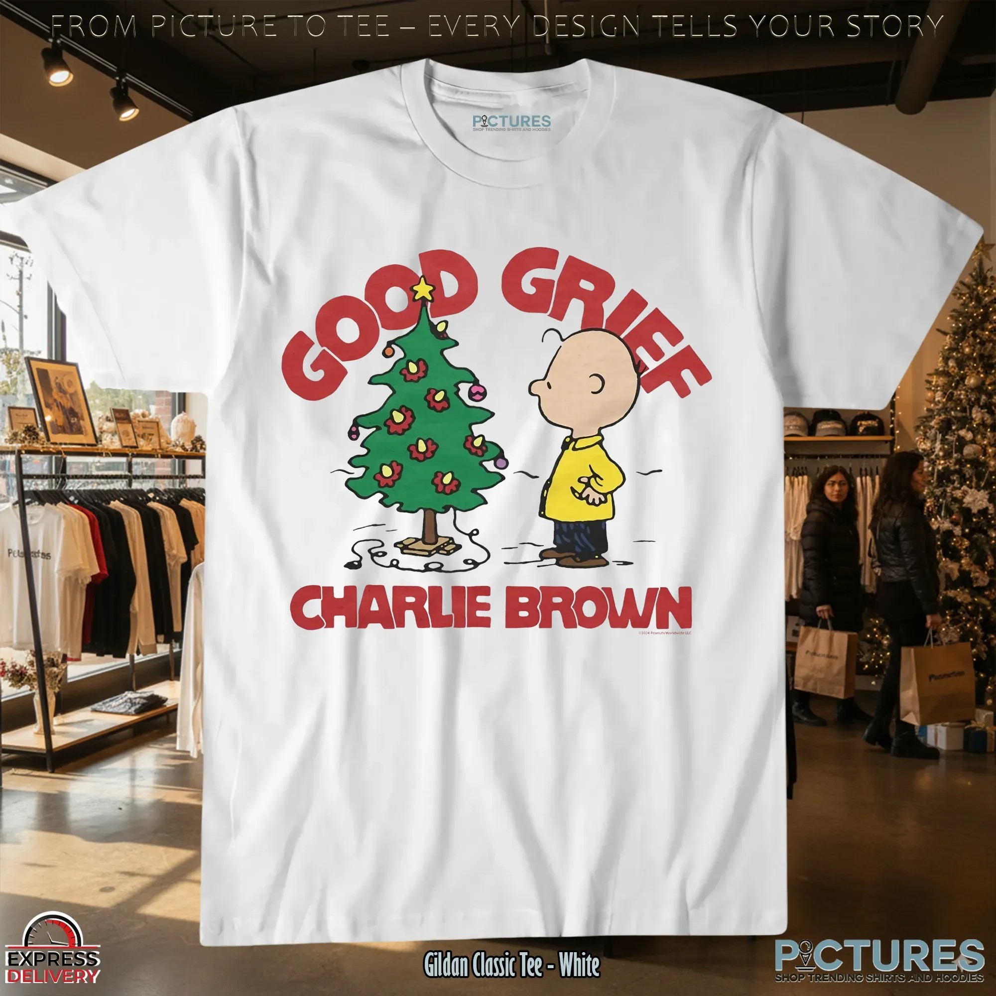 Peanuts Charlie Brown Christmas Tree Good Grief T Shirt