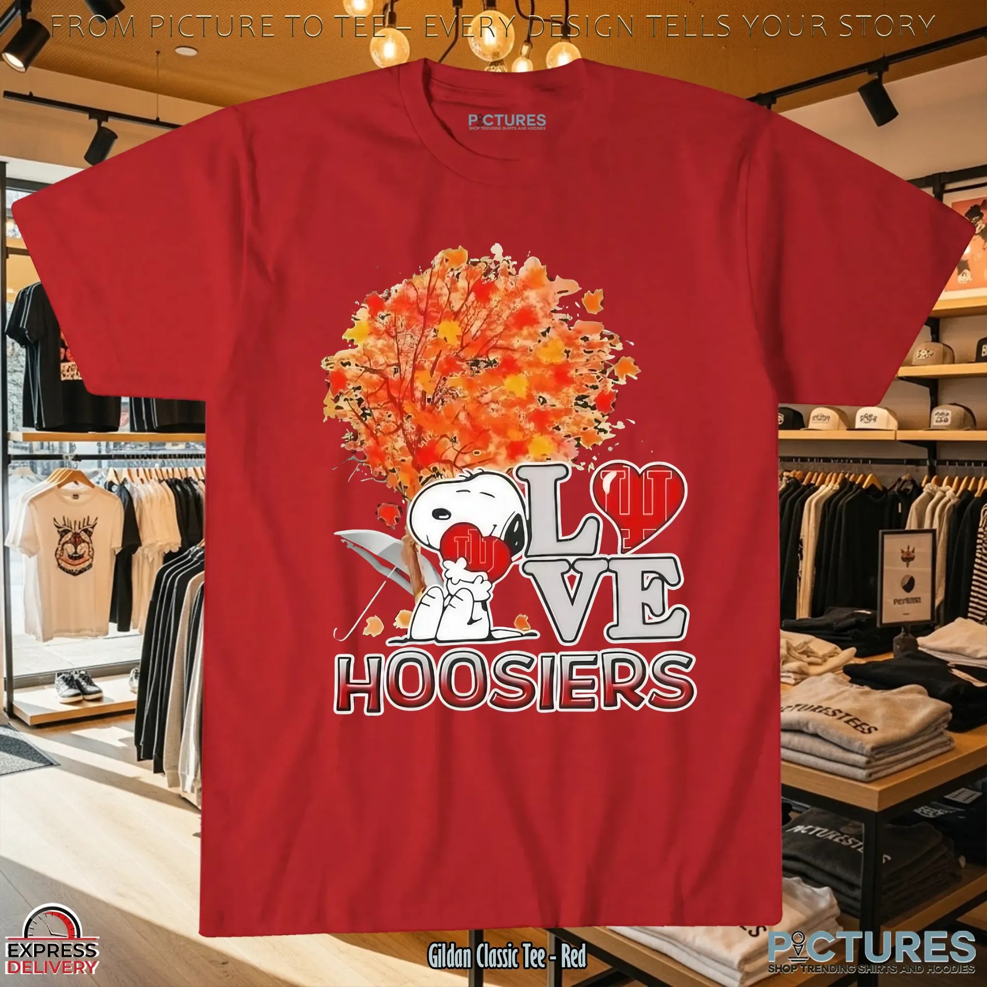 Peanuts Snoopy Hug Heart I Love Indiana Hoosiers Football Fall T Shirt