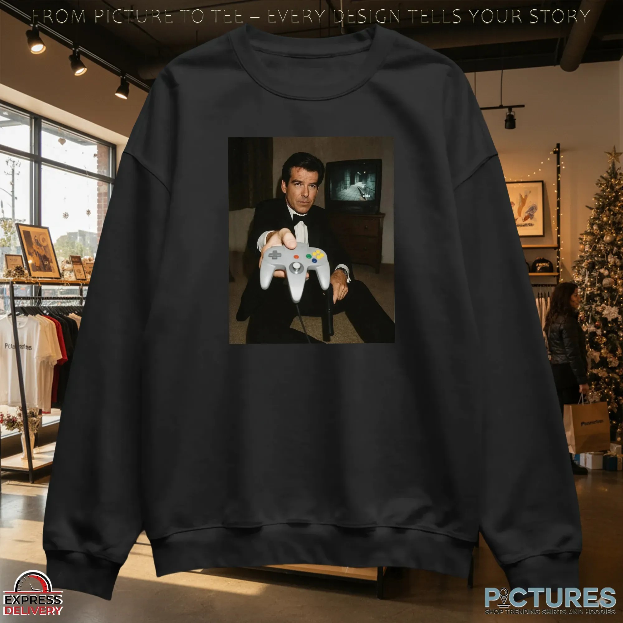 Pierce Brosnan Holding A Nintendo 64 Goldeneye 007 Retro Game T Shirt