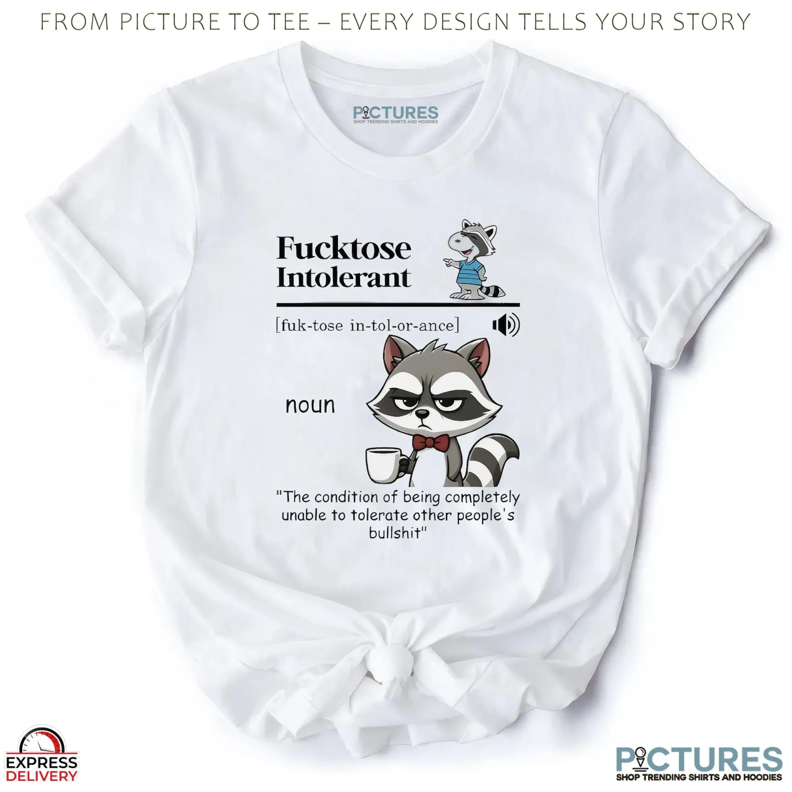 Raccoon Fucktose Intolerant Definition Other People's Bullshit T Shirt Raccoon Fucktose Intolerant Definition Other People's Bullshit T Shirt