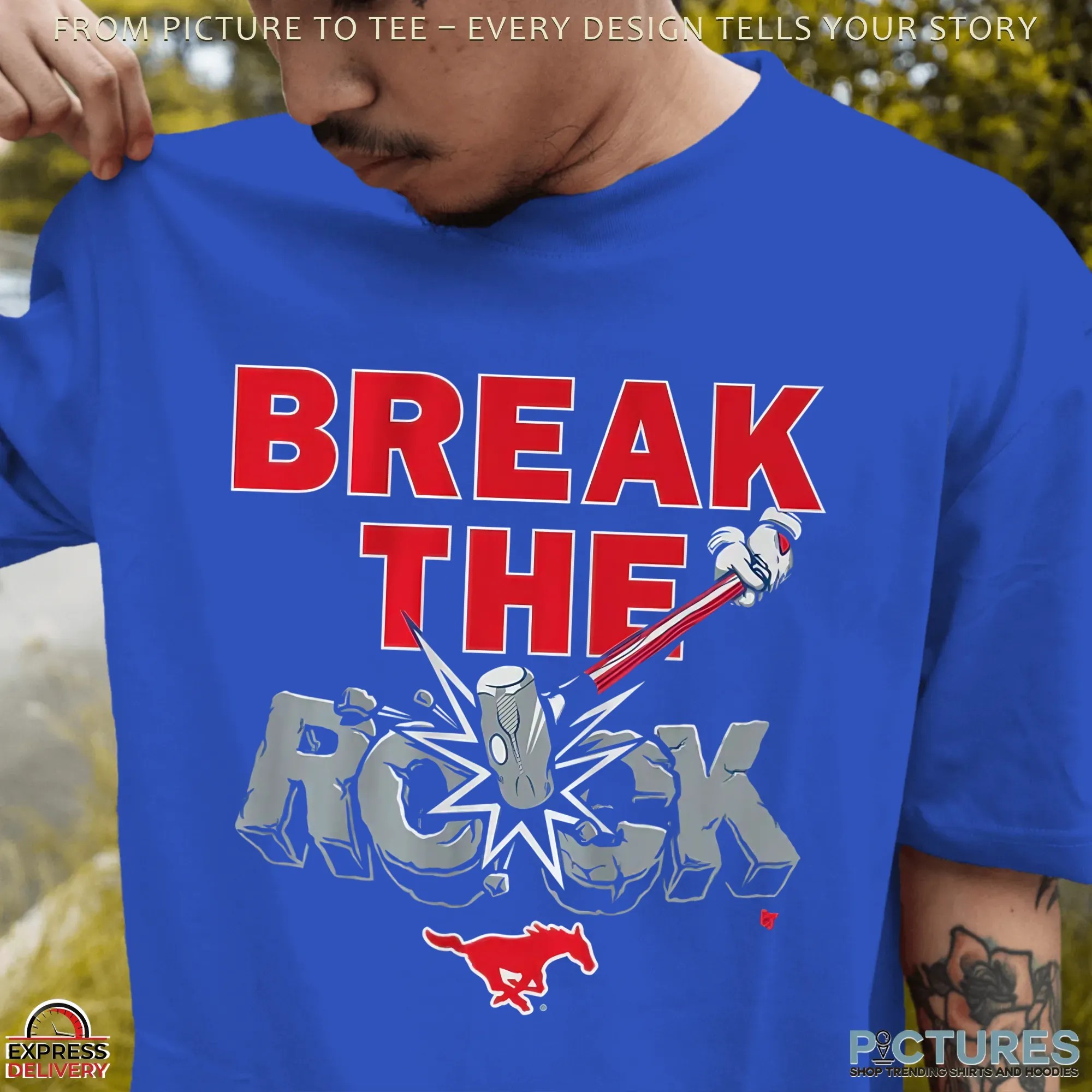SMU Mustangs Football Break The Rock T Shirt