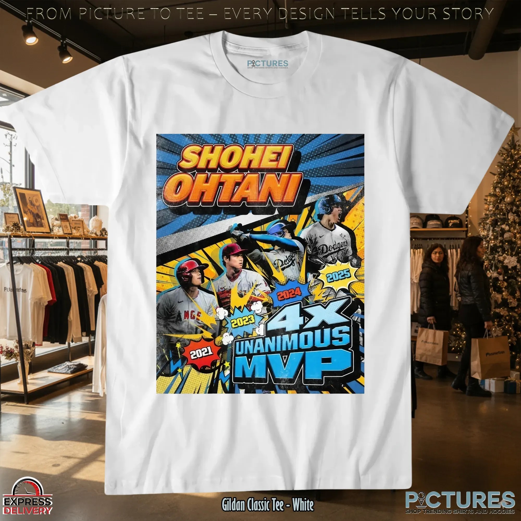 Shohei Ohtani 4X Unanimous MVP 2021 2023 2024 2025 LA Dodgers Comic Style T Shirt