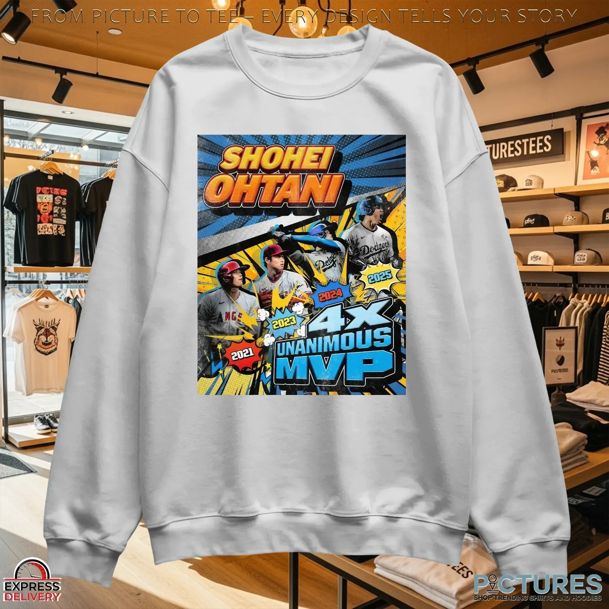 Shohei Ohtani 4X Unanimous MVP 2021 2023 2024 2025 LA Dodgers Comic Style T Shirt
