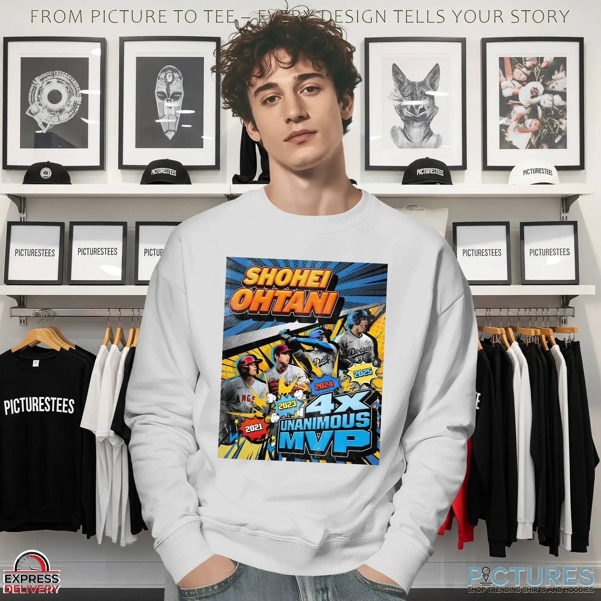 Shohei Ohtani 4X Unanimous MVP 2021 2023 2024 2025 LA Dodgers Comic Style T Shirt