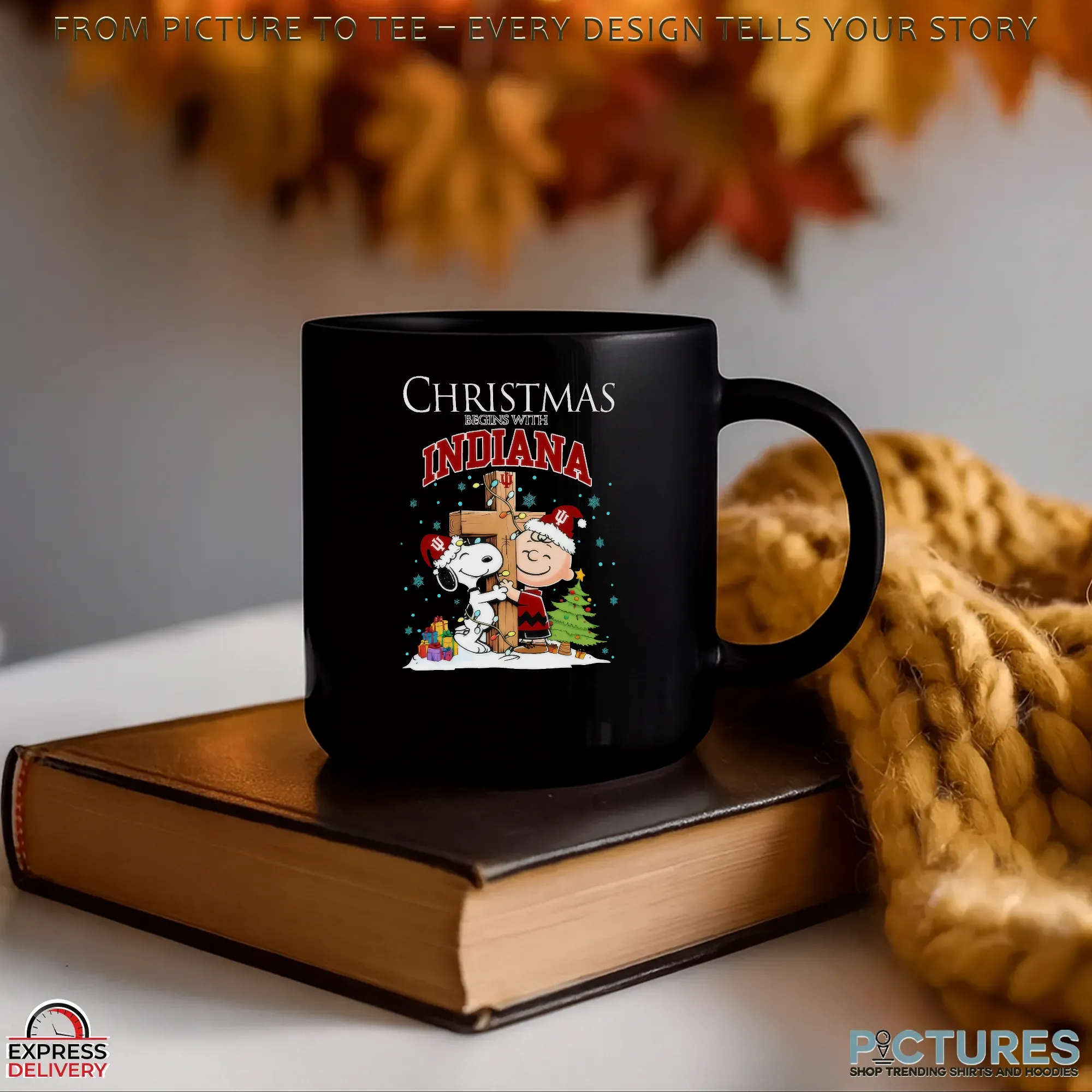 Snoopy and Charlie Brown Hugging Cross Christmas Begins With Indiana Hoosiers Football Holiday T Shirt_4 Snoopy and Charlie Brown Hugging Cross Christmas Begins With Indiana Hoosiers Football Holiday T Shirt 3 Picturestees Customized Gifts