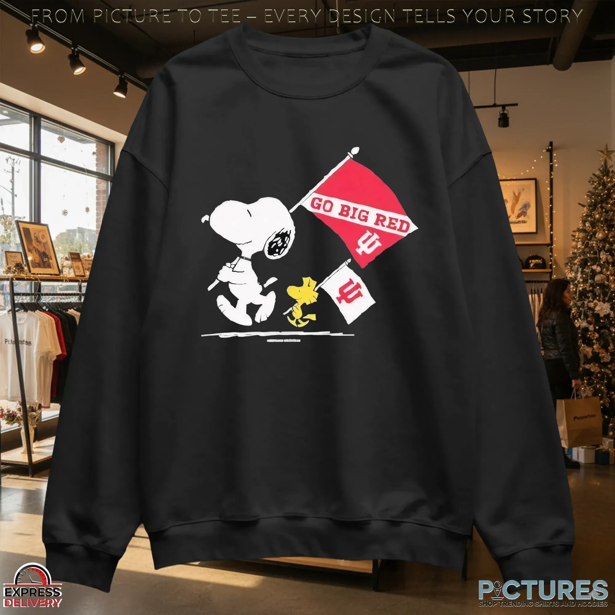 Snoopy And Woodstock X Indiana Hoosiers Gameday Go Big Red Flag T Shirt