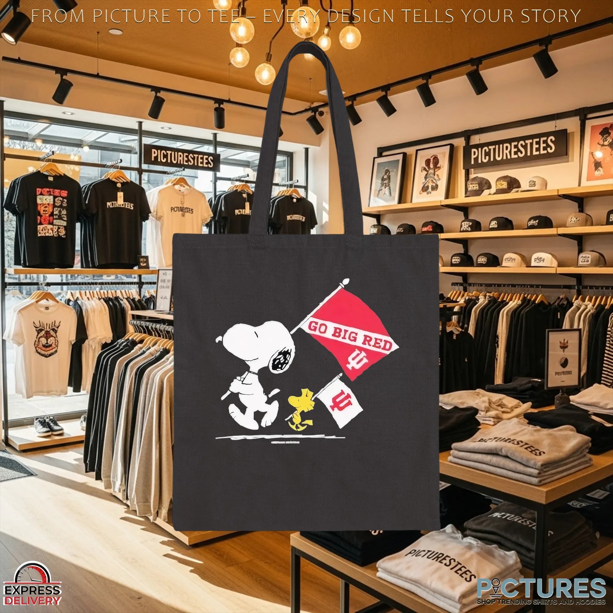 Snoopy And Woodstock X Indiana Hoosiers Gameday Go Big Red Flag T Shirt