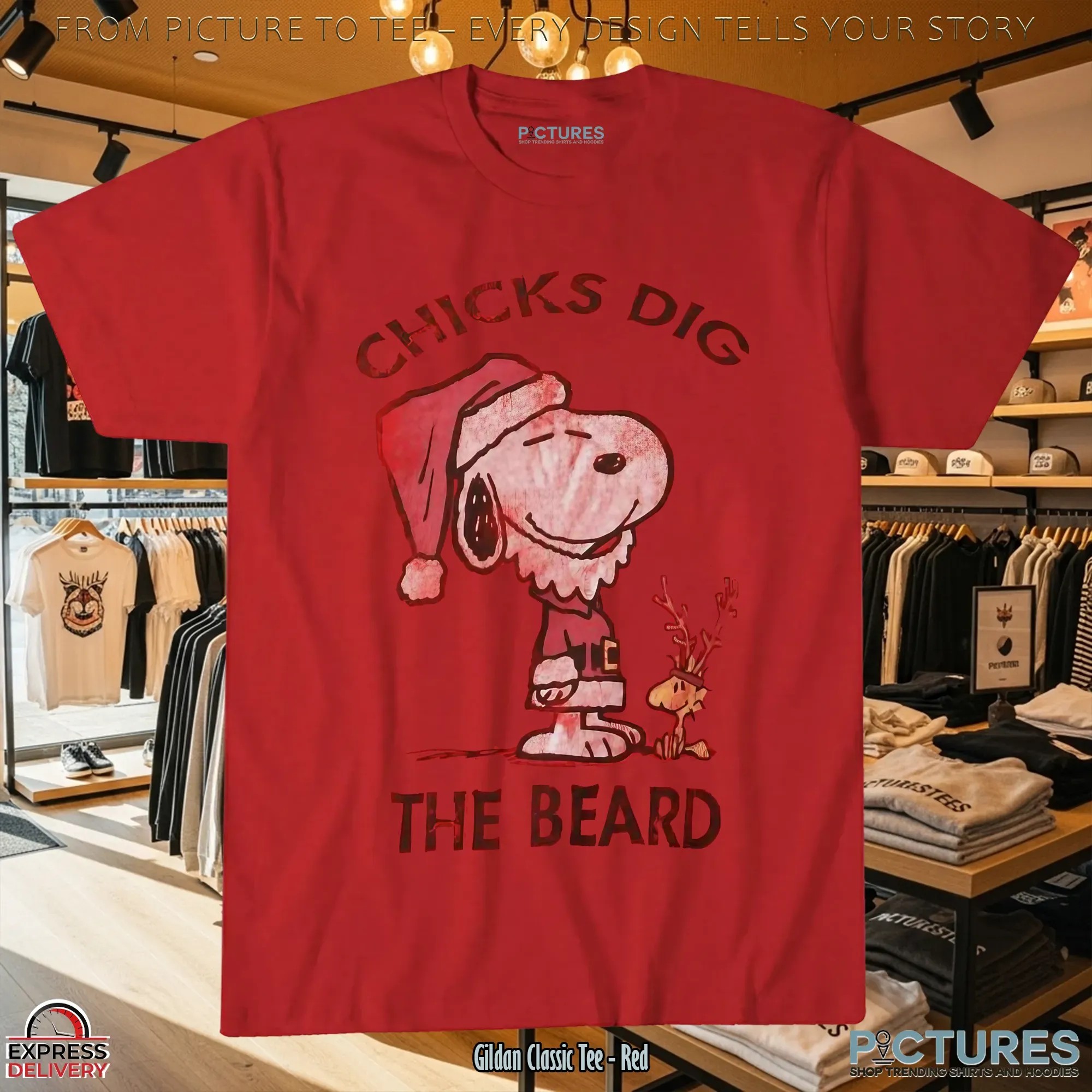 Snoopy Chicks Dig The Beard Christmas T Shirt