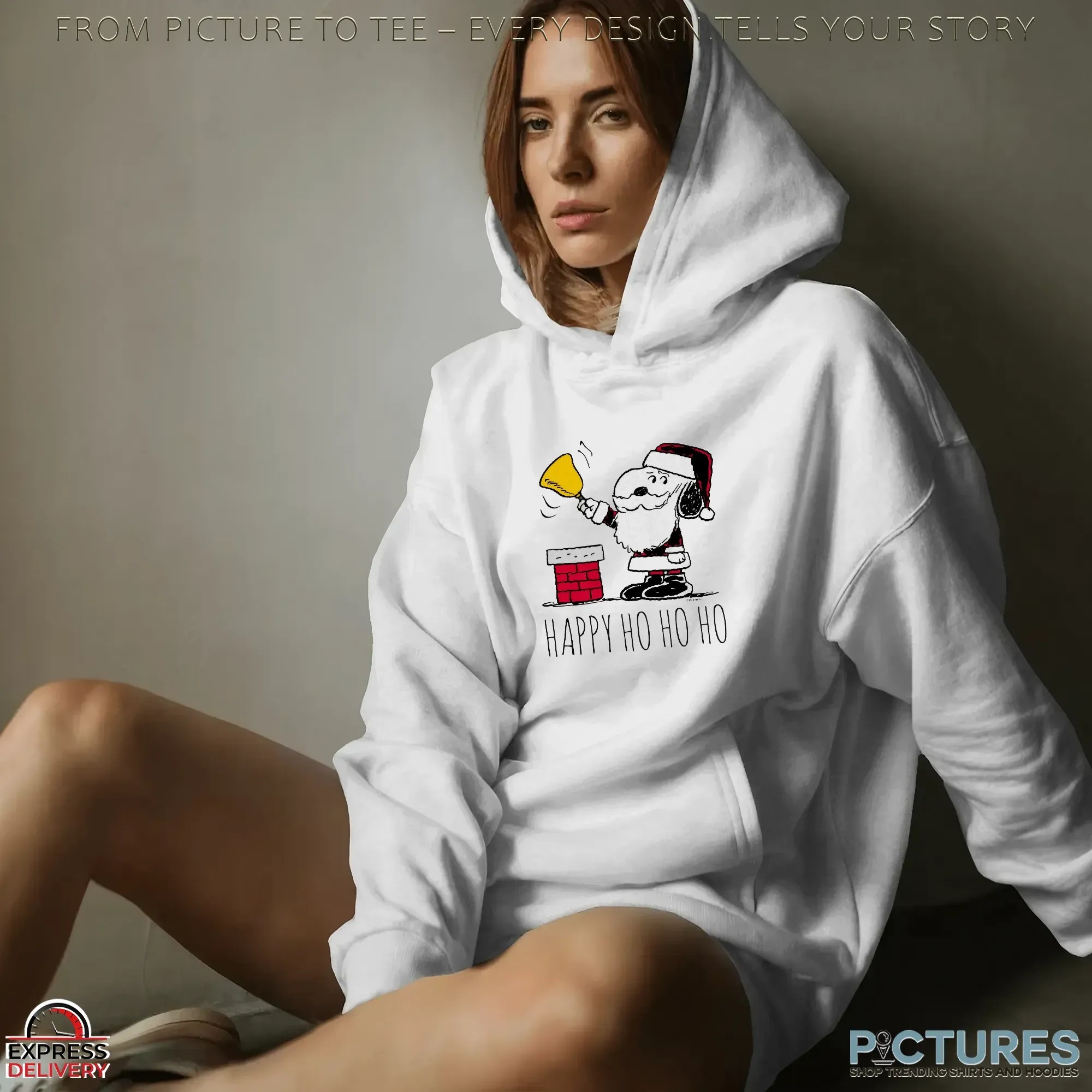 Snoopy Santa Bell Ringer Happy Ho Ho Ho Christmas T Shirt